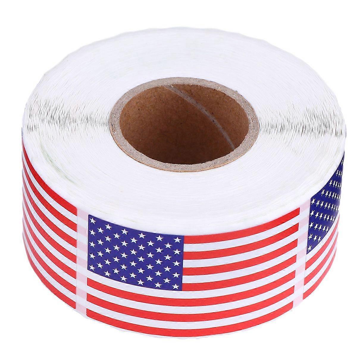 1 Roll/500pcs Sealing Stickers USA Flag Pattern Sticker for Decor
