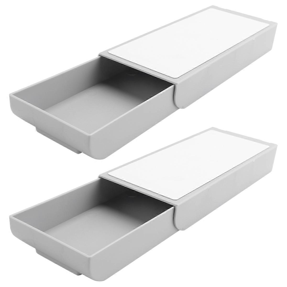 2 Pcs Self-Adhesive Desk Drawer Hidden Desk Drawer Pencil Tray Shelf