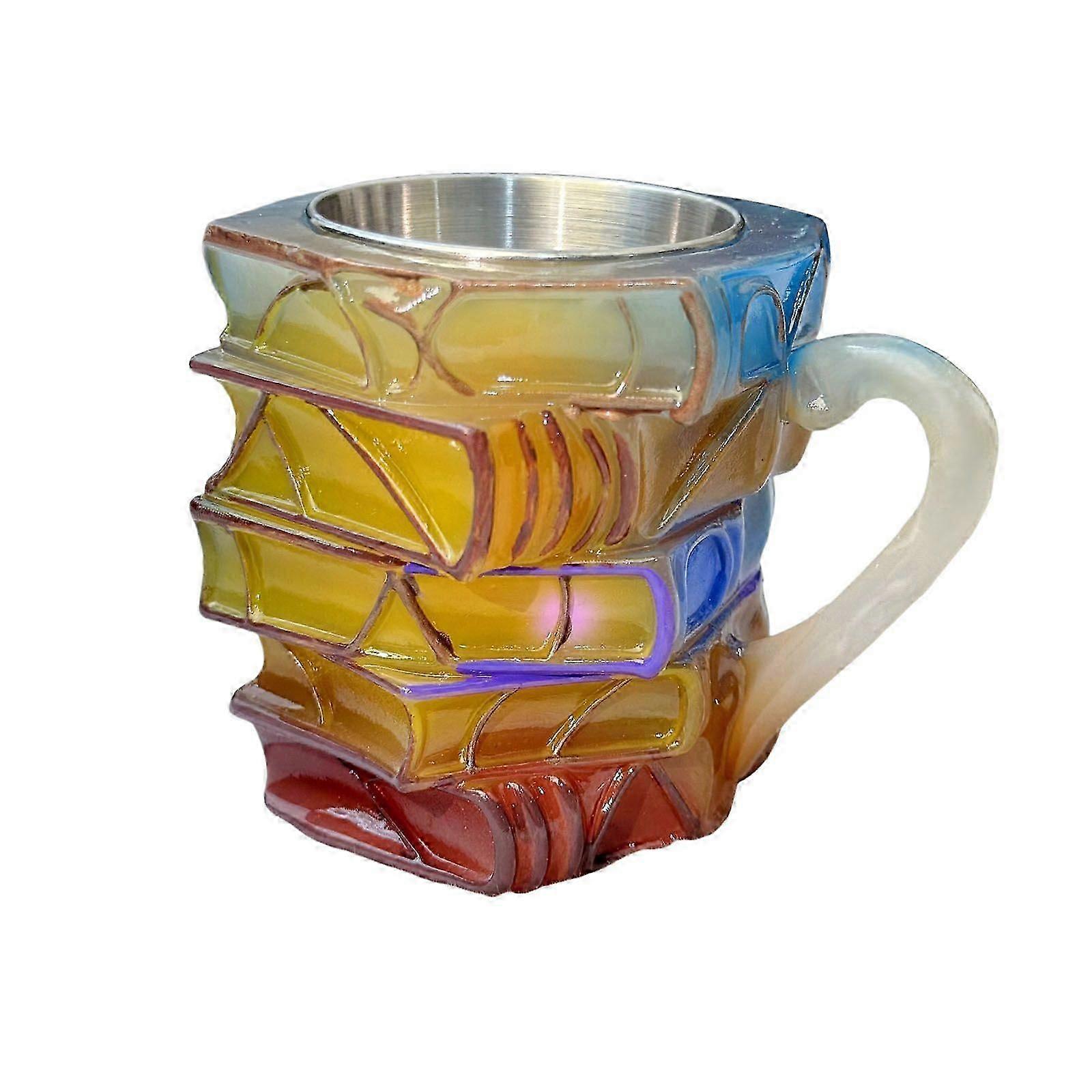 Painted Book Mug Novelty 3d Painted Book Coffee Mug Unique Book Stack Coffee Cup