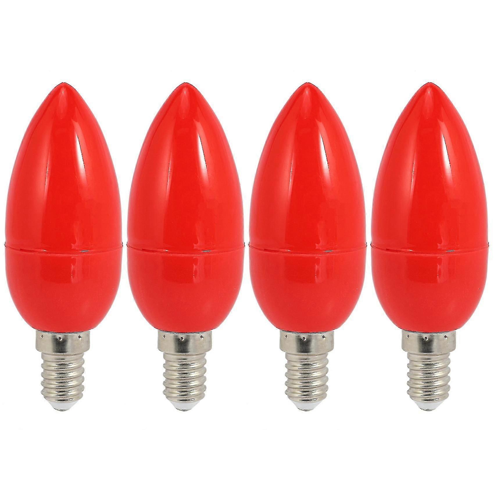 4 عبوات E14 LED لمبات شمعة حمراء ، أضواء زخرفية موفرة للطاقة لمصابيح الأعياد الدينية