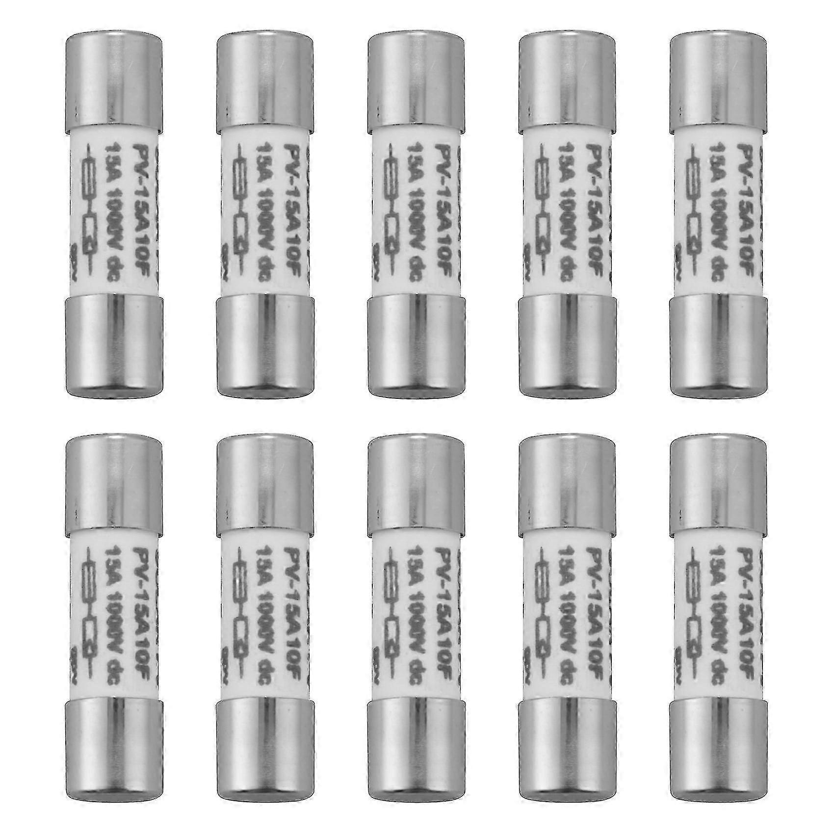 10 Pcs 1000VDC 15A Solar PV Explosion Proof Fuse Silver Connector with Holder