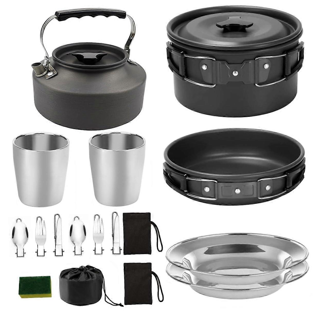 1 set Camping Cookware Outdoor Stove with Foldable for Picnic and Camping High Temperature Resistant and Space Saving
