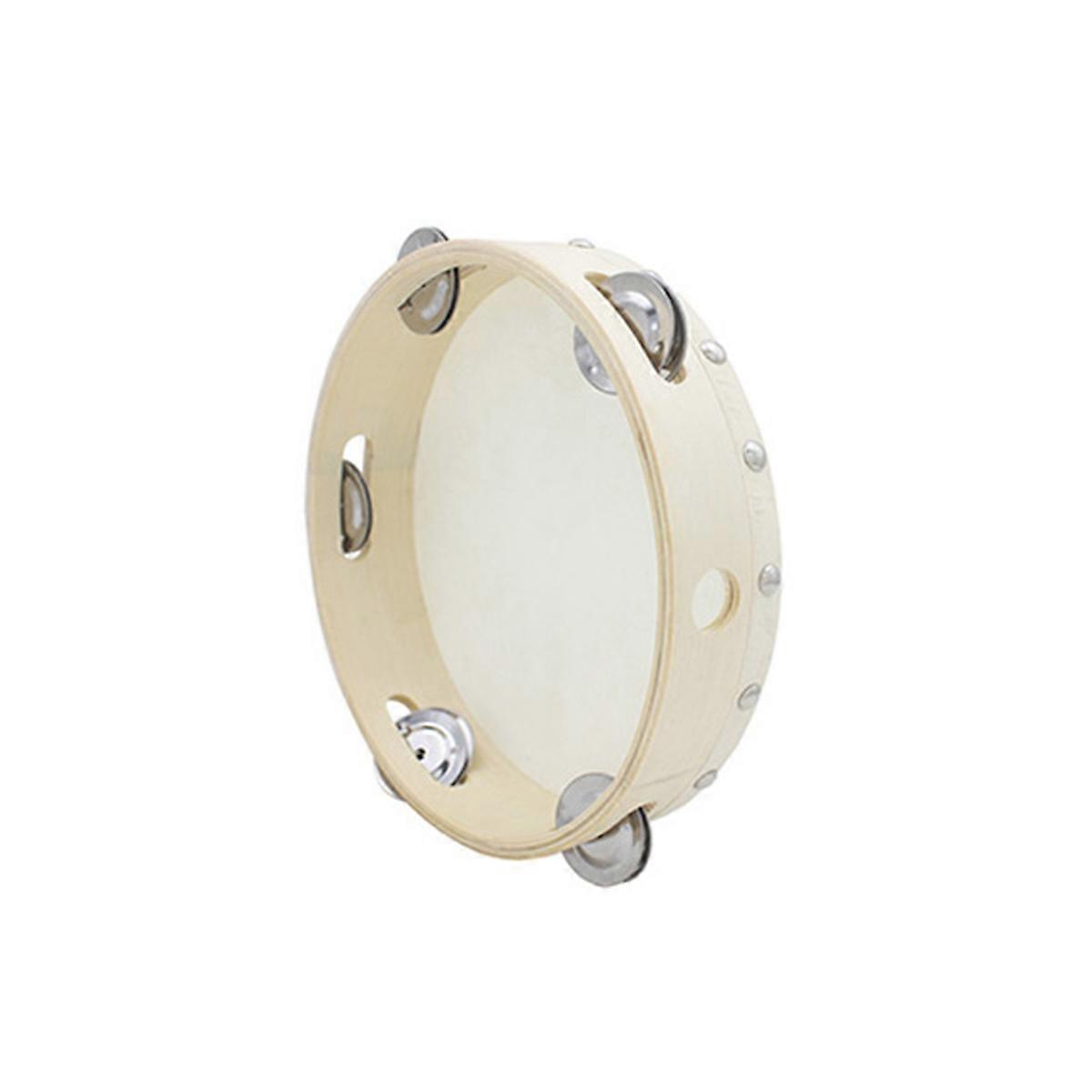 Musical Instrument Handheld Tambourine Round Shape Imitation Sheepskin Material for Kids Games 8 Inch 4.48cm Height 1Pack
