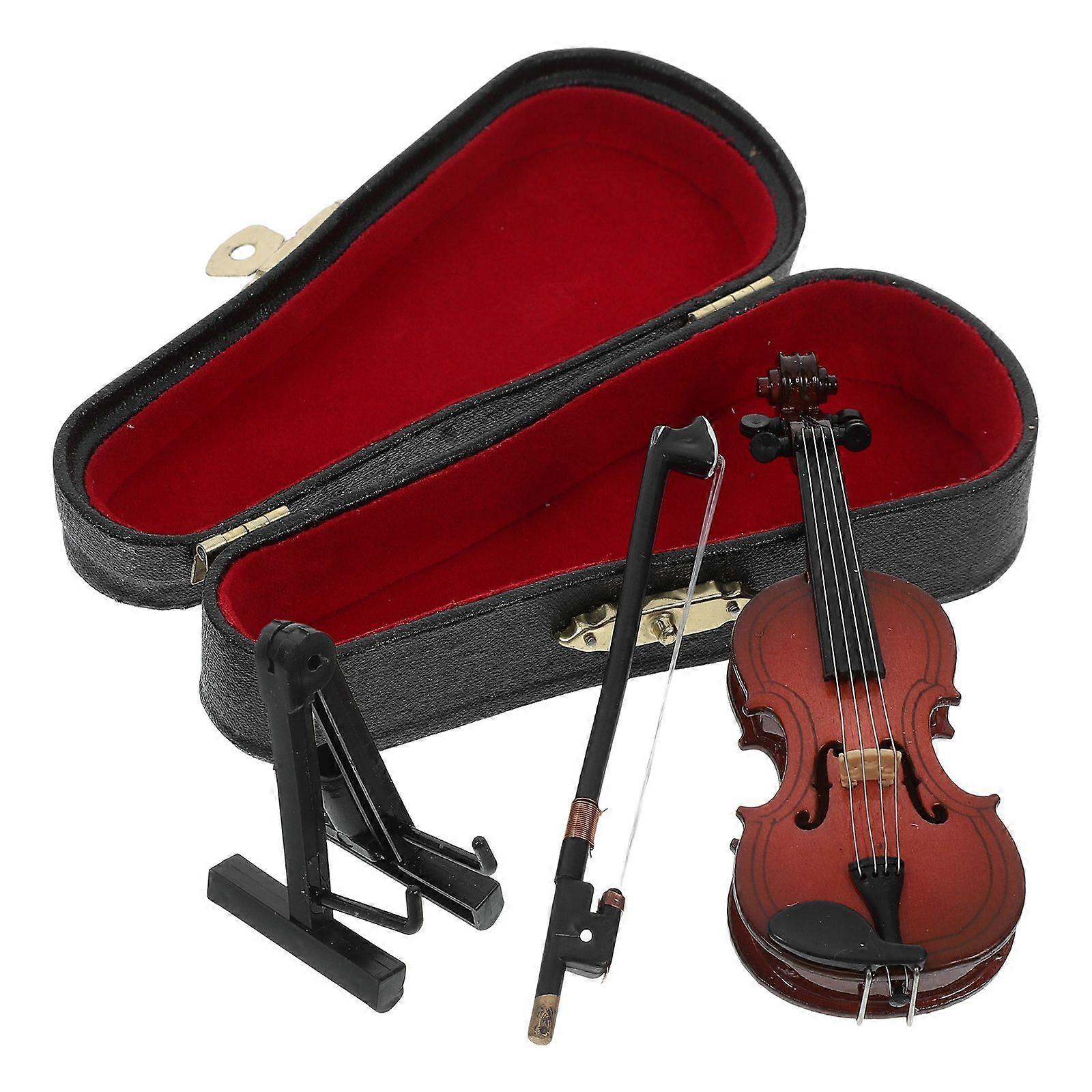 1 Set Miniature Lovely Violin Desktop Adornment Realistic Violin Ornament Decor