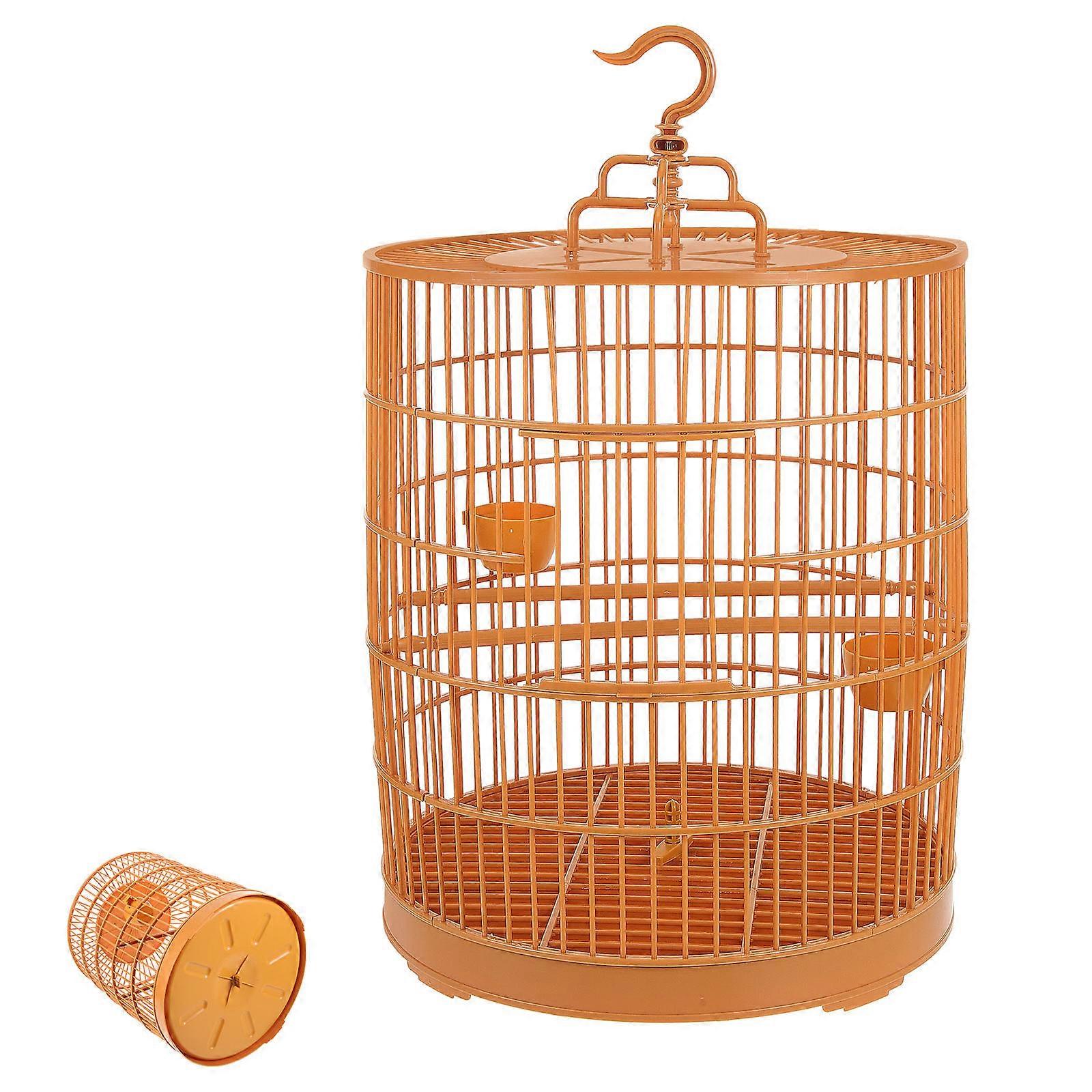 Cage à oiseaux suspendue décor petites cages à oiseaux ornement rond en forme de jaune 46.00X30.00X30.00CM 1 Set