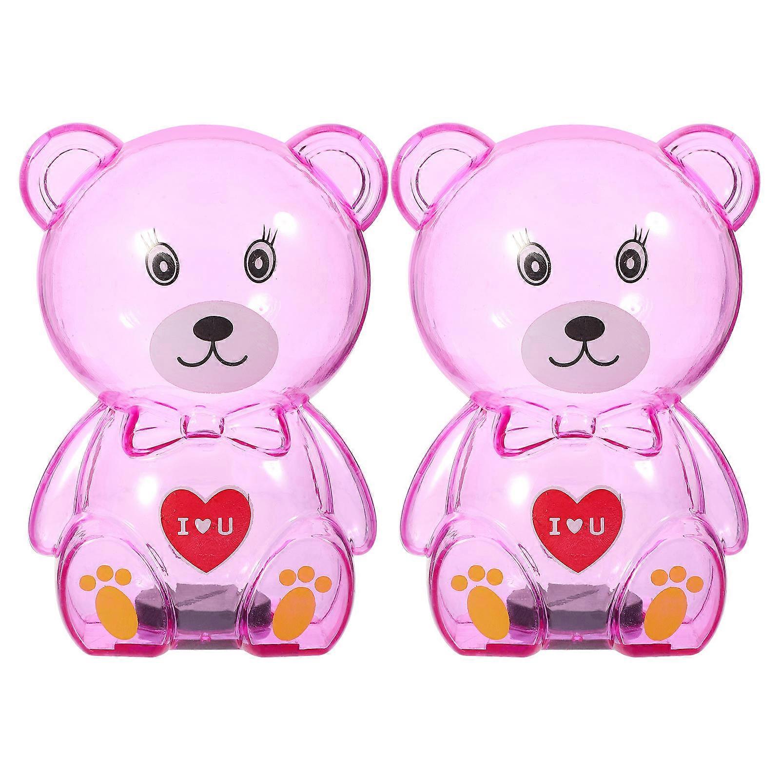 2pcs Transparent Cartoon Bear Saving Pot Capacity Coin Container For Breakable Money Box With Cute Design For Desktop Decoration And Cash Organization