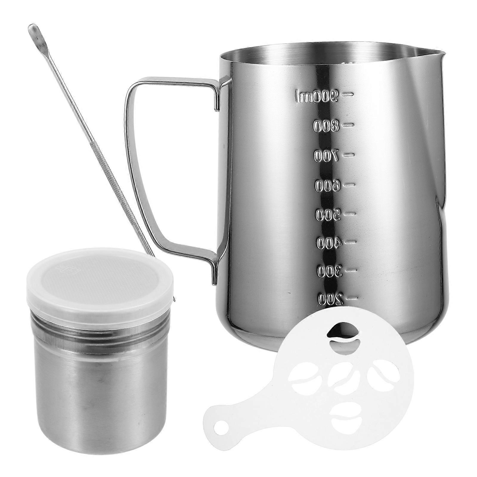 Milk Frothing Jug Stainless Steel Milk Pitcher Silver 1000ml Frothing Milk 1Set