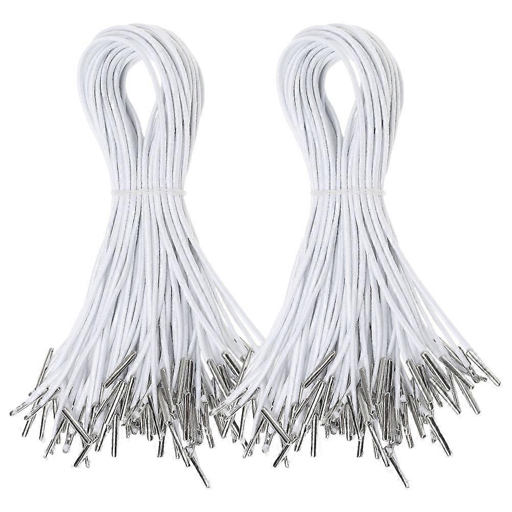 200pcs Elastic Cords with Metal Ends for DIY Crafts, Mask Making, Book Binding, and Party Hats – Lightweight and Easy to Handle
