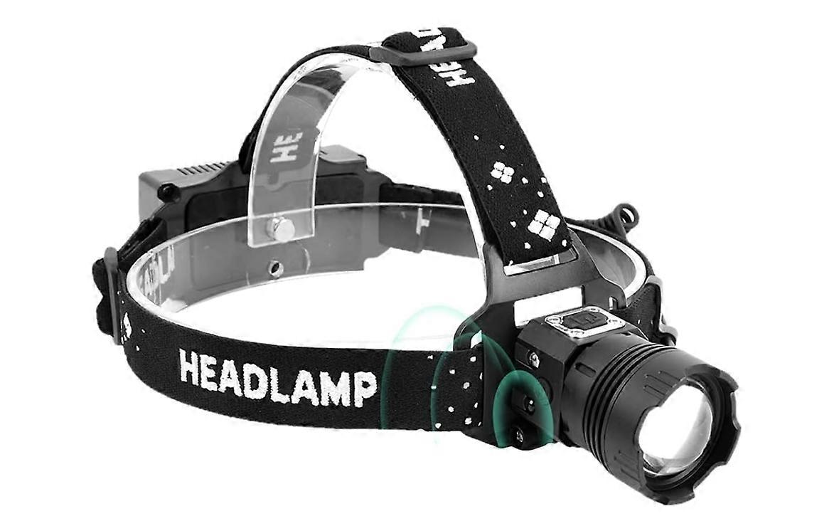 Headlamp USB charging, built-in battery long press shutdown telescopic zoom(Black)