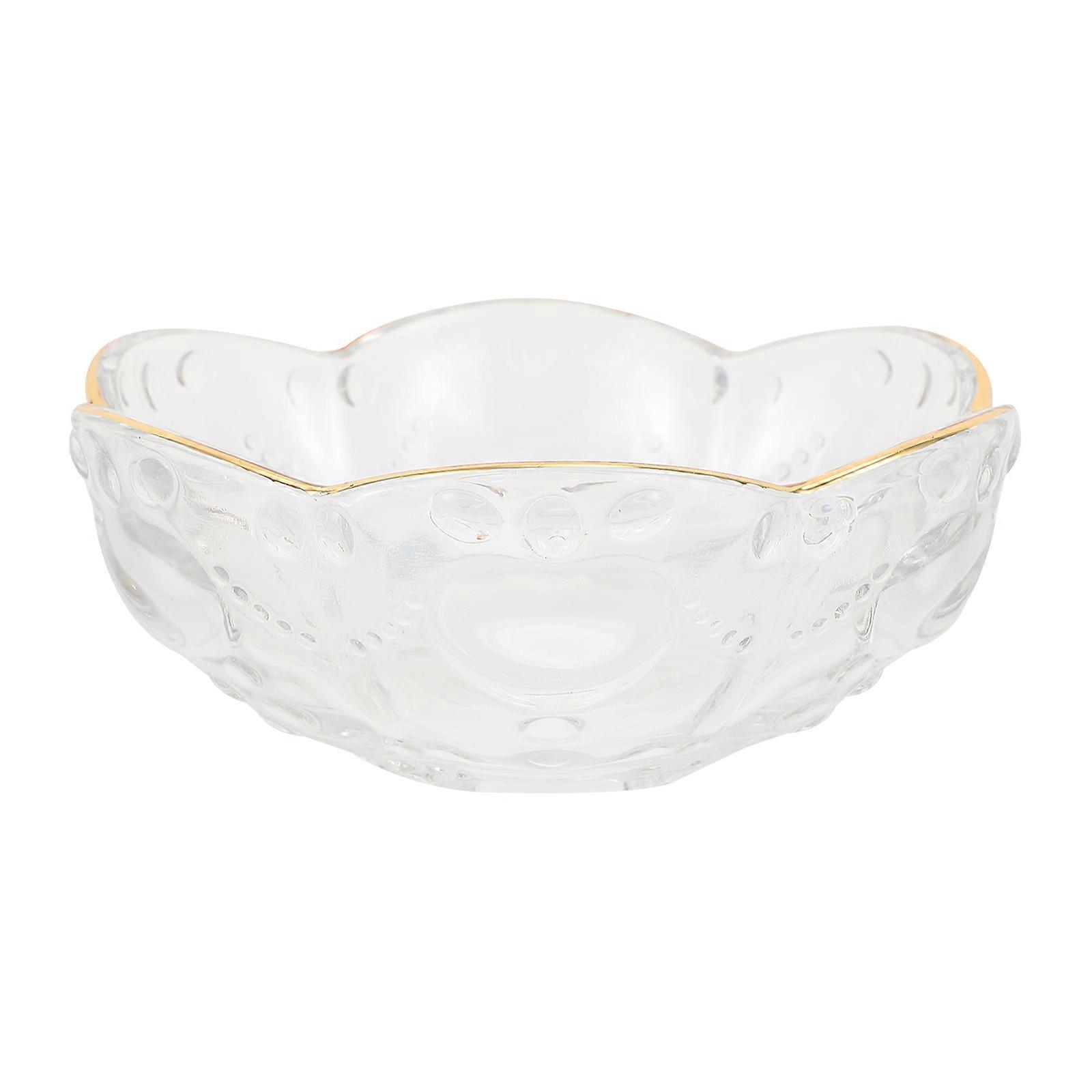 Transparent Glass Bowl with Gold Rim, Japanese Style, Multi Use for Soup, Dessert, Fruits, and Salads, Premium Quality, Creative Design for Home
