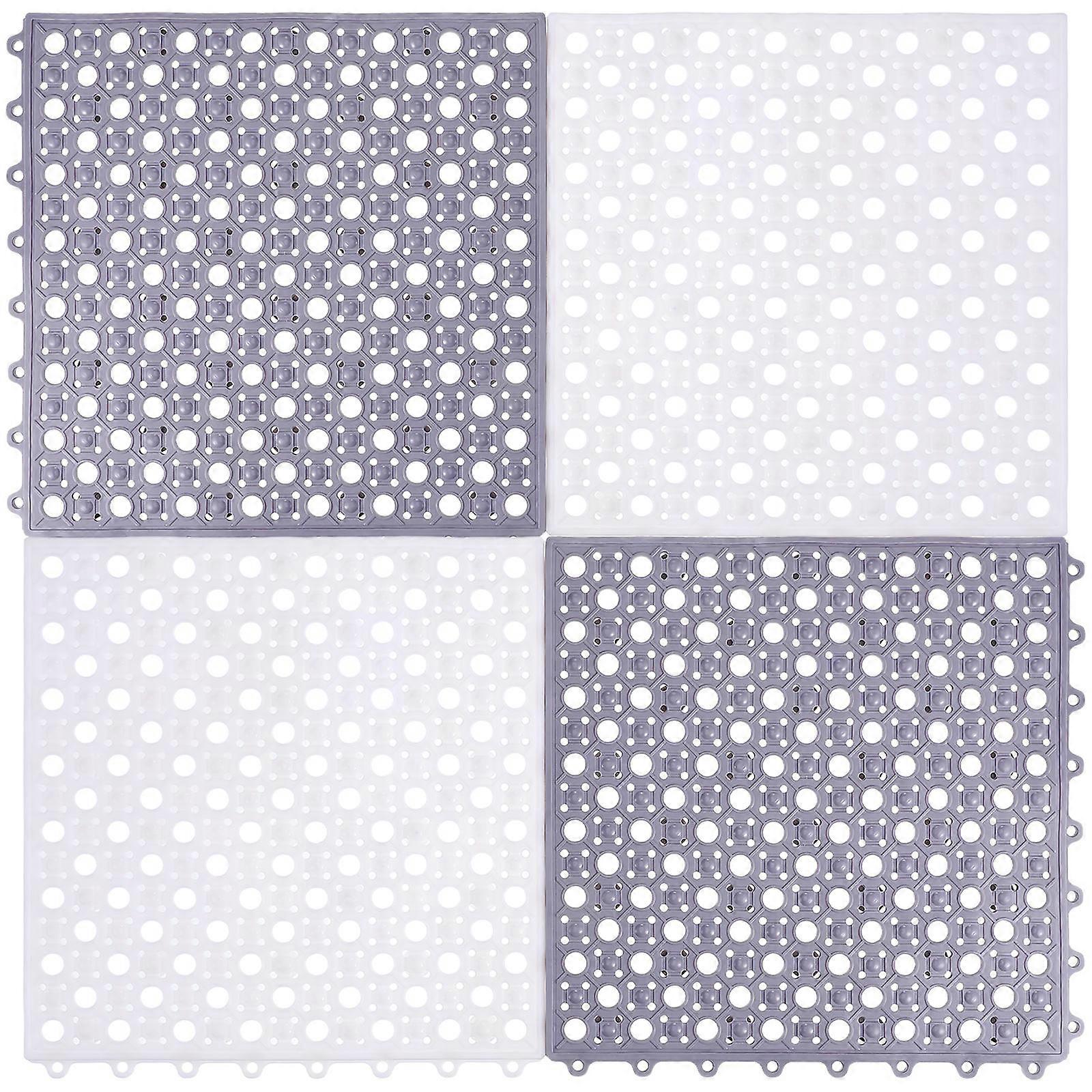 4pcs Non Slip Shower Mat Soft TPE Bath Mat with Suction Cups and Efficient Drainage for Bathroom and Pool Use