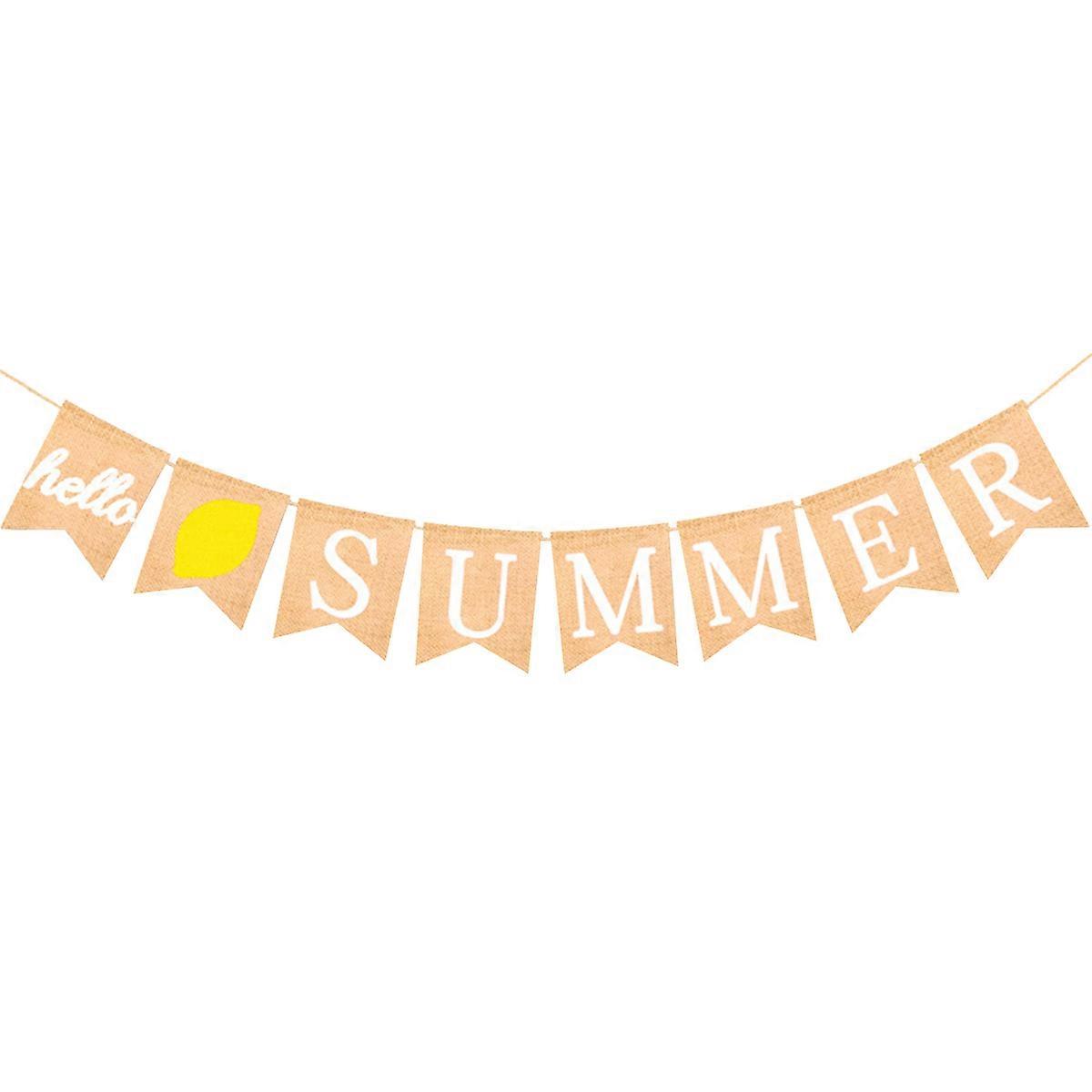 Decorative Banner Burlap Swallowtail Shaped Pull Flag for Summer Party Decoration Khaki 200 x 13 x 17 Cm 1Set