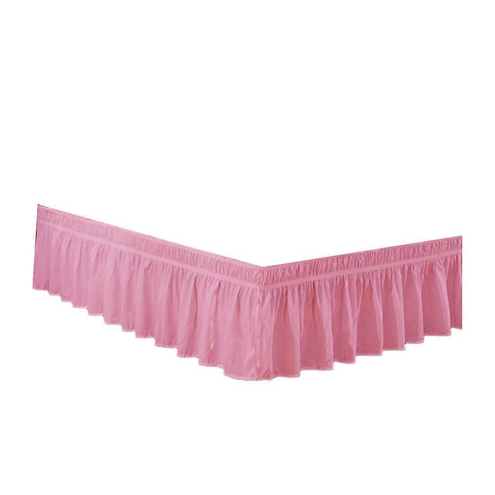 Bed Skirts Full Size Pleated Skirt Pink Cotton Bedroom Decoration Simple and Elegant 1Pcs