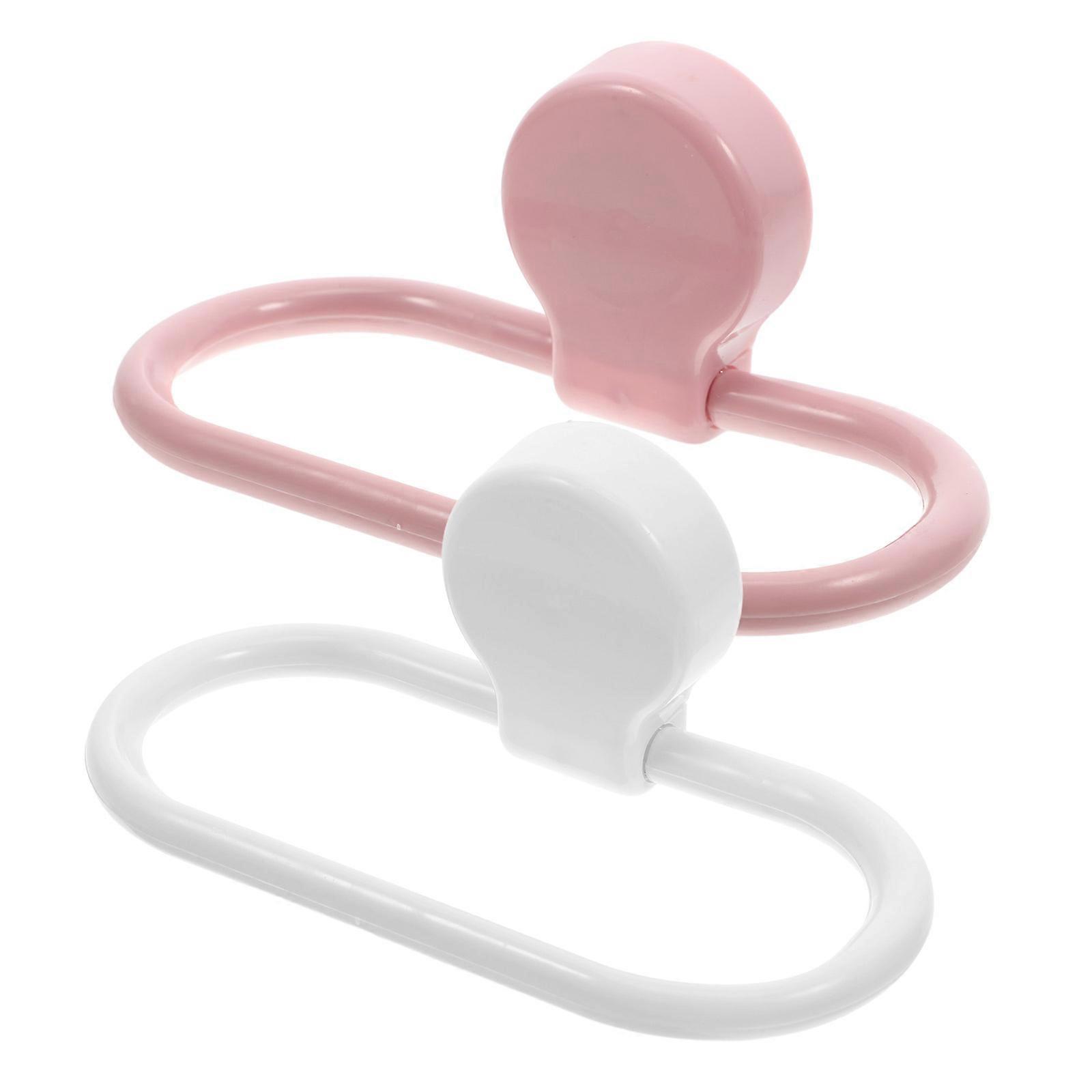 Stick On Towel Ring Towel Hanger Kitchen Use Round Shape Plastic Material 2Pcs