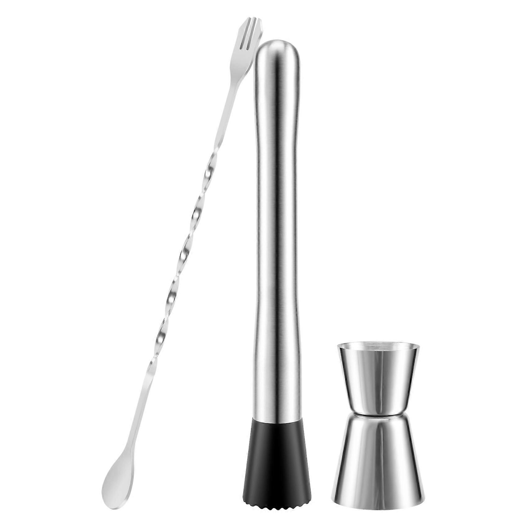Edelstahl Cocktail Muddler, Bar Spoon, Jigger Set, Bar Tool Set for Bar Party Cocktail Drink Shaker