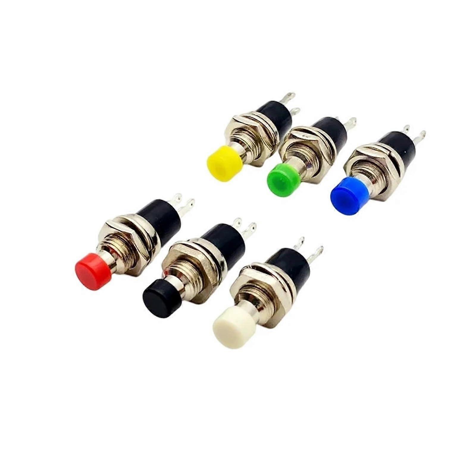 6PCS, Round Momentary Push Button Switch Press The SelfReset,PBS110,7MM, Switchs,Normally Open,Normally Closed,1NO1NC(Green,1NC) 1NC Green