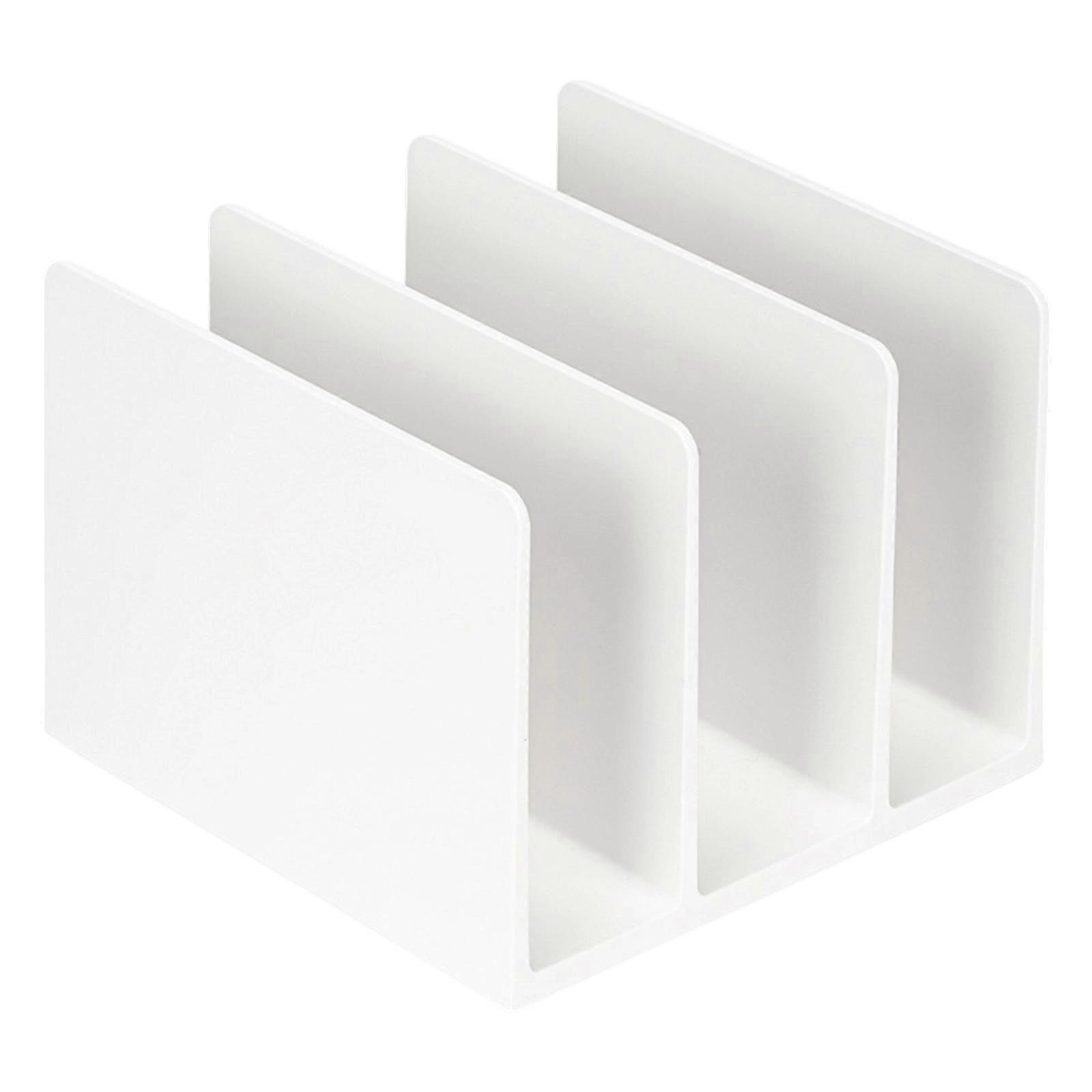 ABS Bookend للرف 3 أقسام نهاية كتاب سطح المكتب منظم كتاب سدادات مجلة حامل كتاب دعم 162x162x122mm أبيض