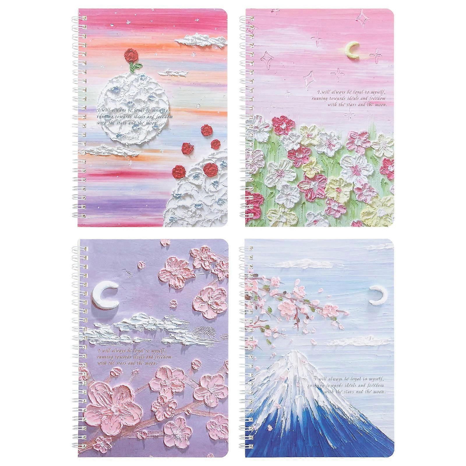 Thickened Oil Painting Notebook   4PCS Smooth Writing Journal with Ruled Pages, Spiral Bound Notepad for Students & Office Use, Lightweight Portable