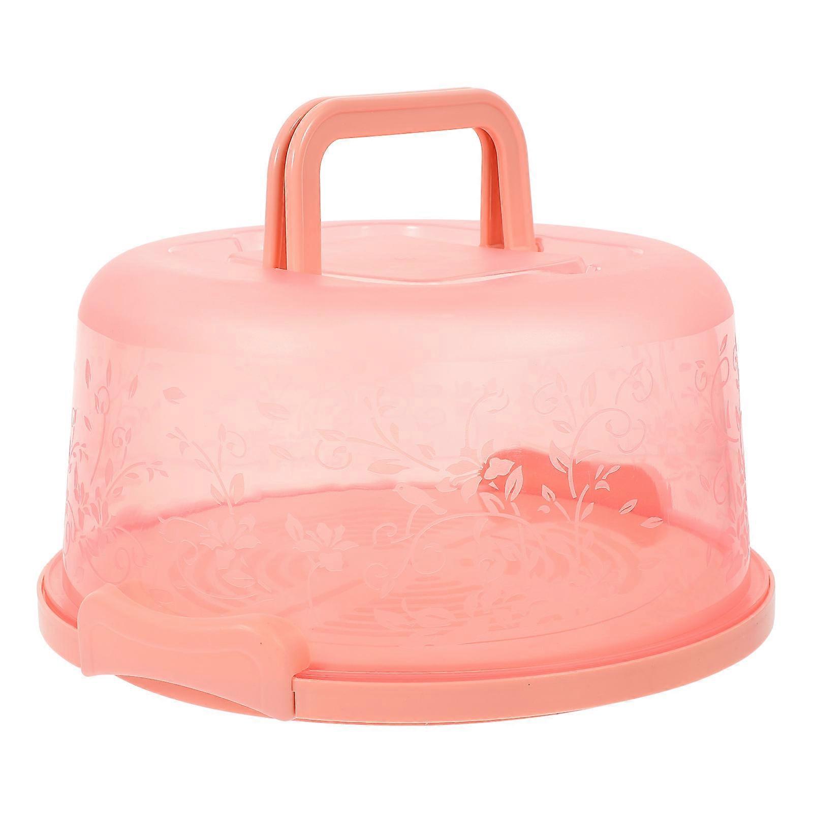Cake Safe Transport Box Pink Rectangular With Handle And Lid For Home Users Storage 1Pack