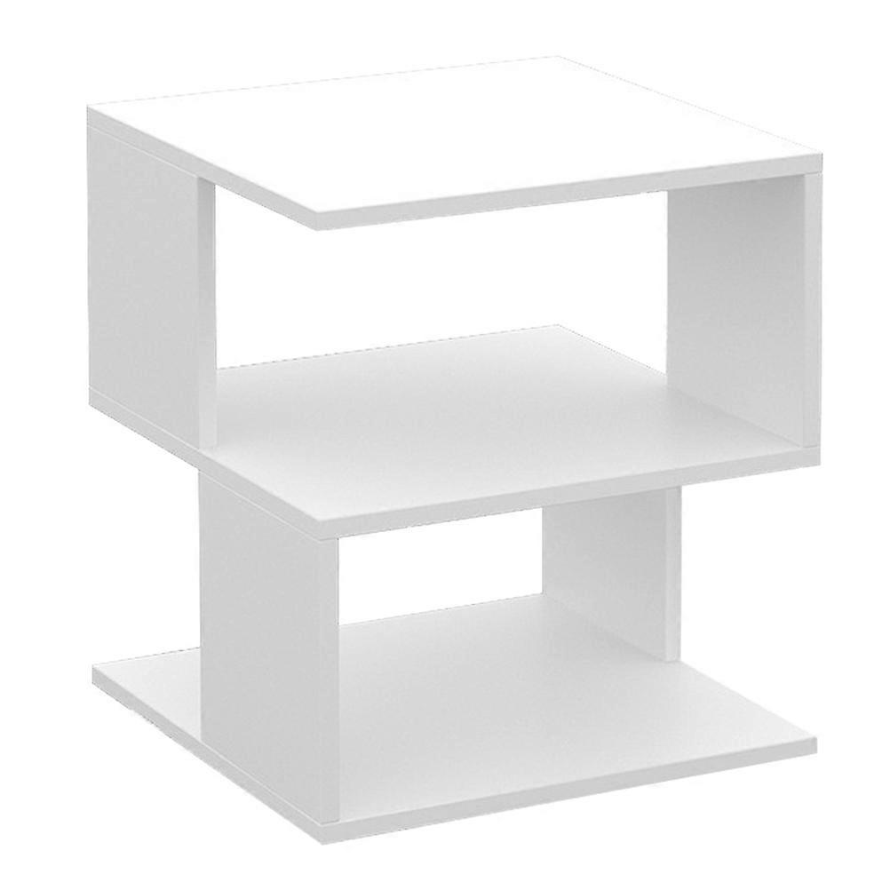Small Coffee Table Desk For Living Room White 40x40cm Storage Bedside Table 1Set