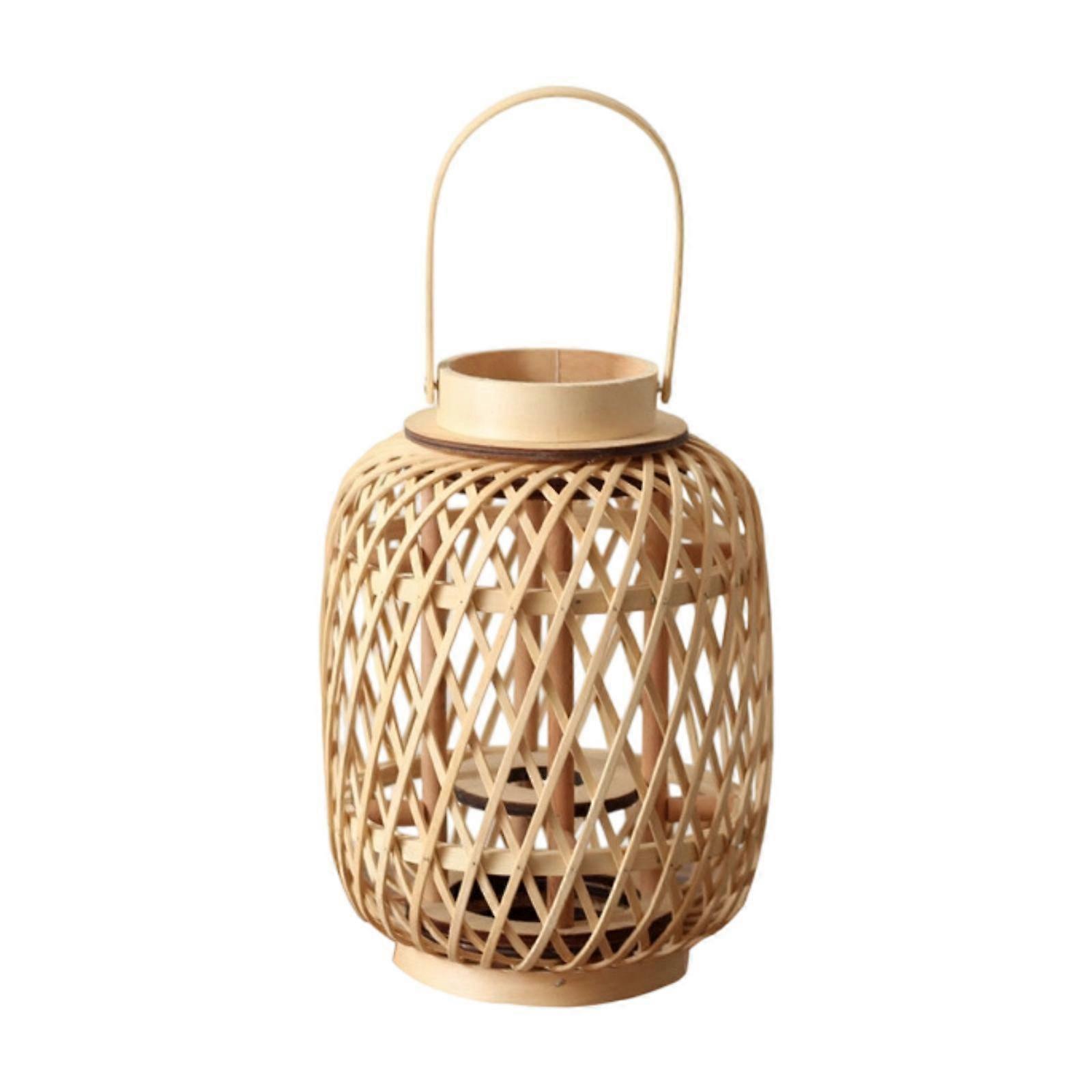 Bamboo Woven Lantern Vintage Decorative for Porches Hotel Table Centerpieces
