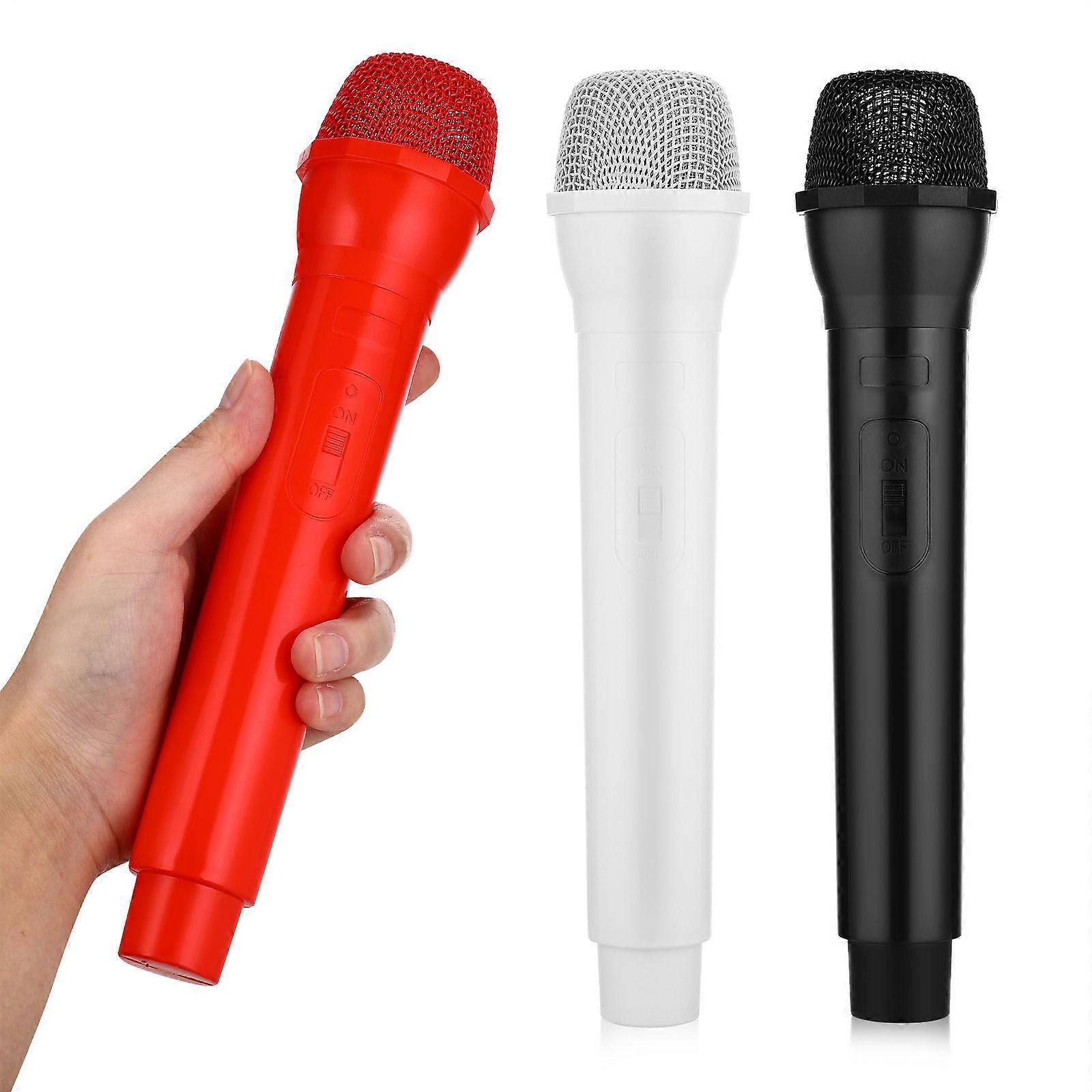 Simulation Microphone Set 3pcs Plastic Costume Prop for Stage, Karaoke, and Photo Shoots Safe & Eye Catching Design for Creative Play