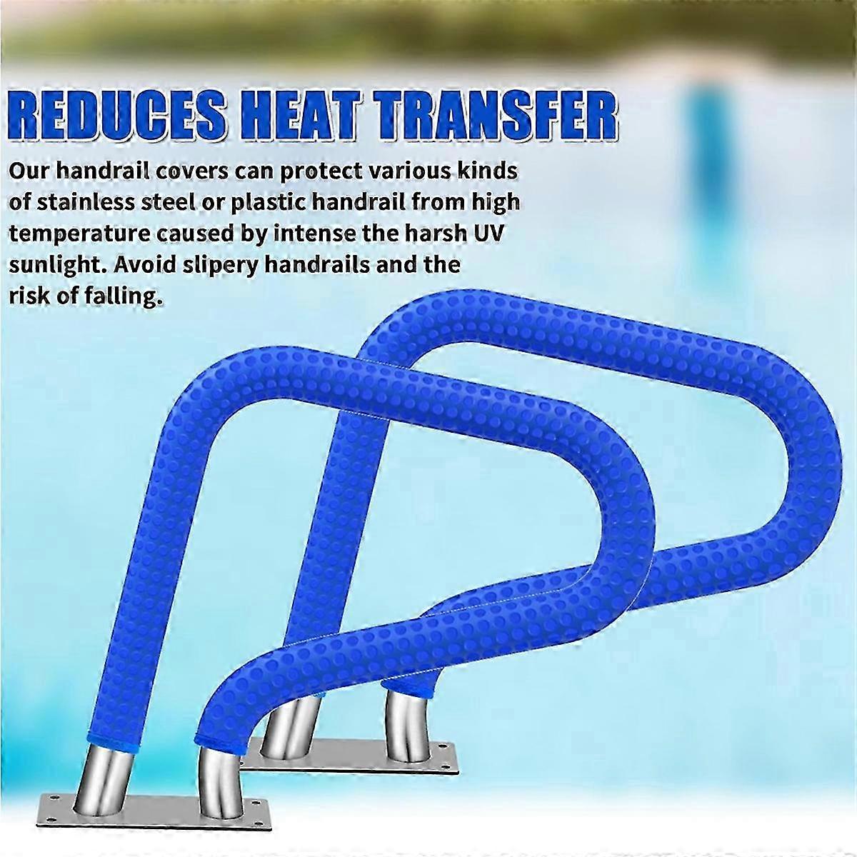 2 Pack 8 Ft Non-Slip Pool Handrail Covers with Zippers, Swimming Pool Accessories Hand Rail Cover Grip