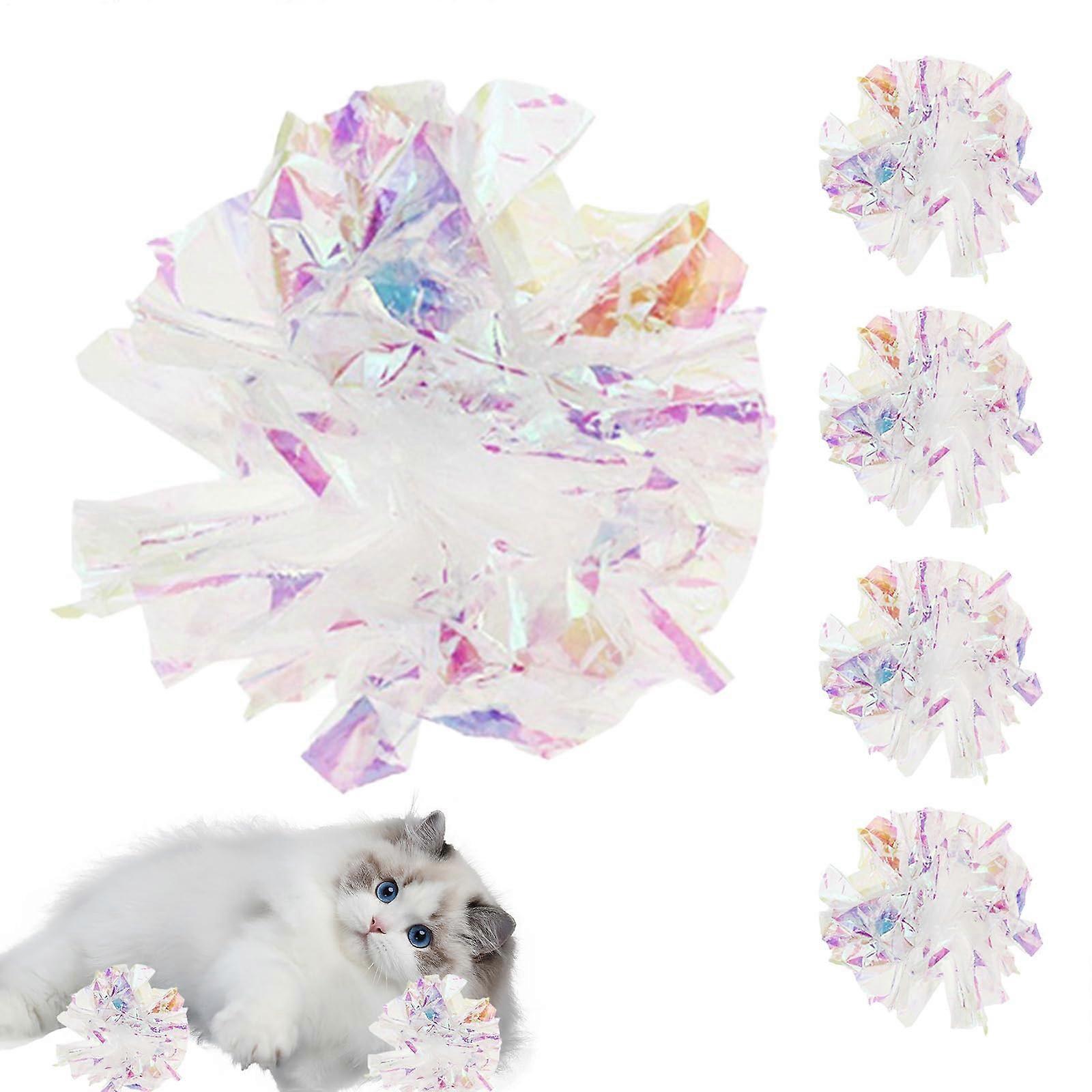 Cat Crinkle Cat Toy Ball - 5 Pack Lightweight Portable Crinkle Sound Balls for Interactive Indoor Fetch Games and Kitten Exercise