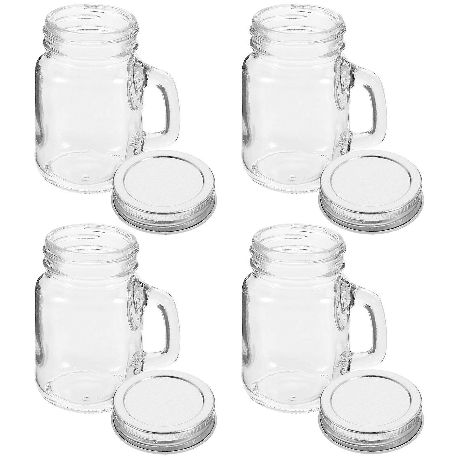 Glass Containers With Lids Glass Jam Bottles Dining Room Use Storage 4Pcs