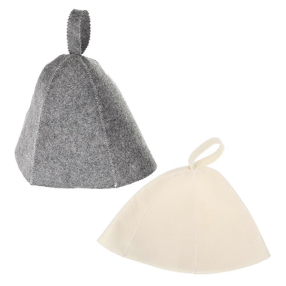 Thickened Felt Sauna Hat for Hair & Scalp Protection – Moisture Absorbing Headgear for Steam Room & Bathing – Gray/White