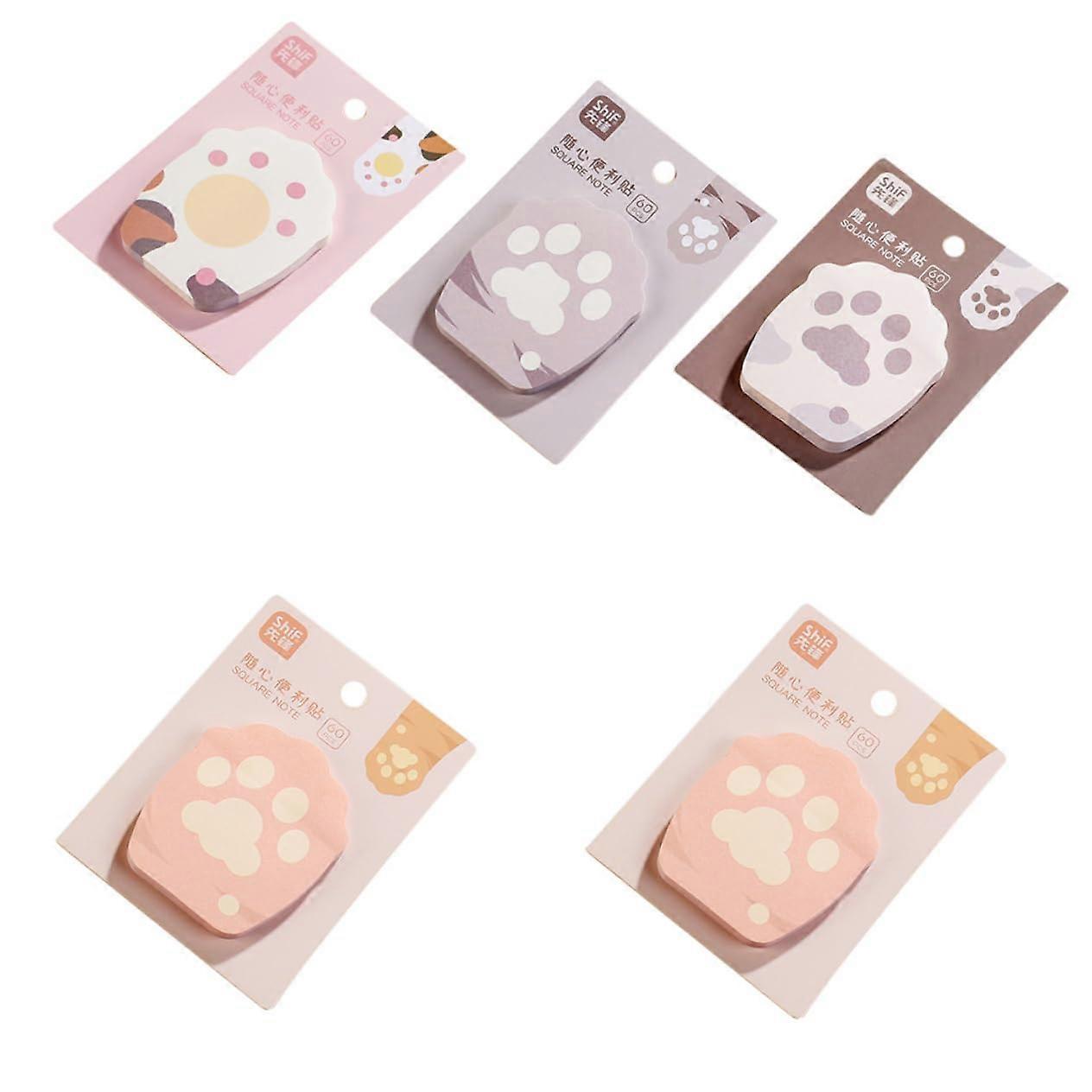 SelfAdhesive Notepads Pack of 5 Animals Office Memo Stickers School Sticky Notes Notepads for Office School Home Random Style