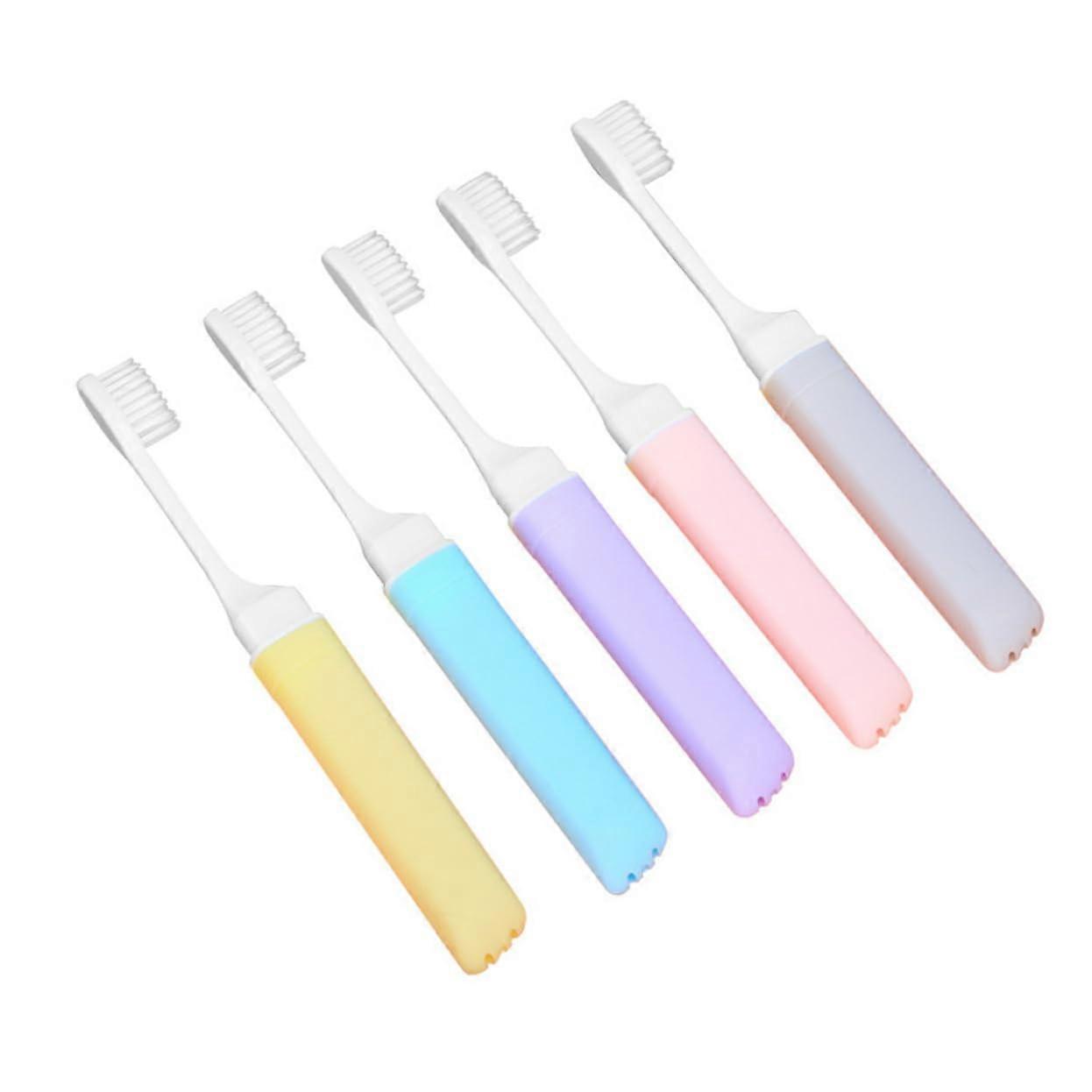 5 Pieces Foldable Toothbrushes, Ergonomic Toothbrushes Made of Durable Material, Practical Oral Cleaning for OntheGo, for Thorough Teeth Cleaning