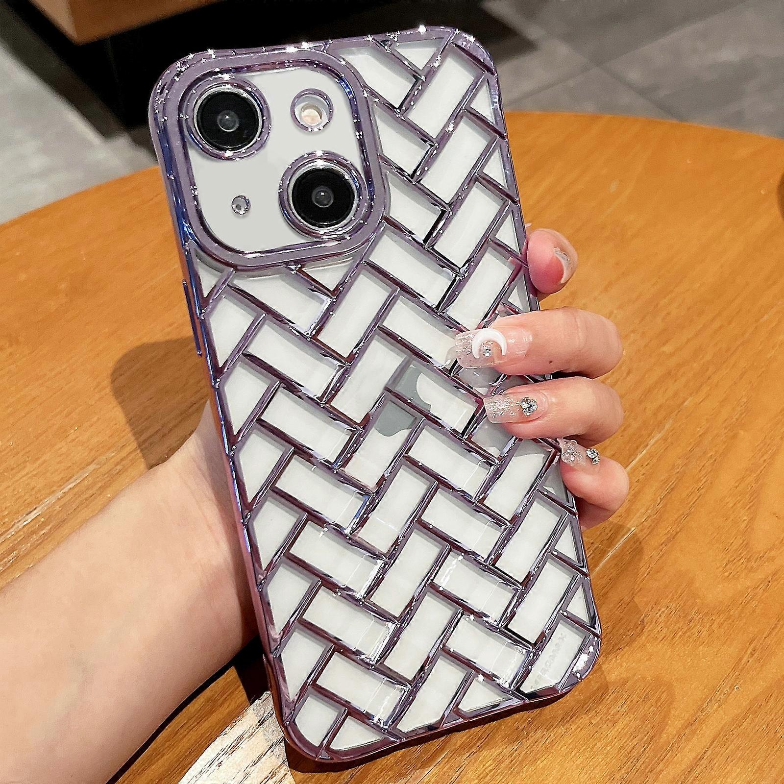 Woven Grid 3D Electroplating Laser Engraving Phone Case