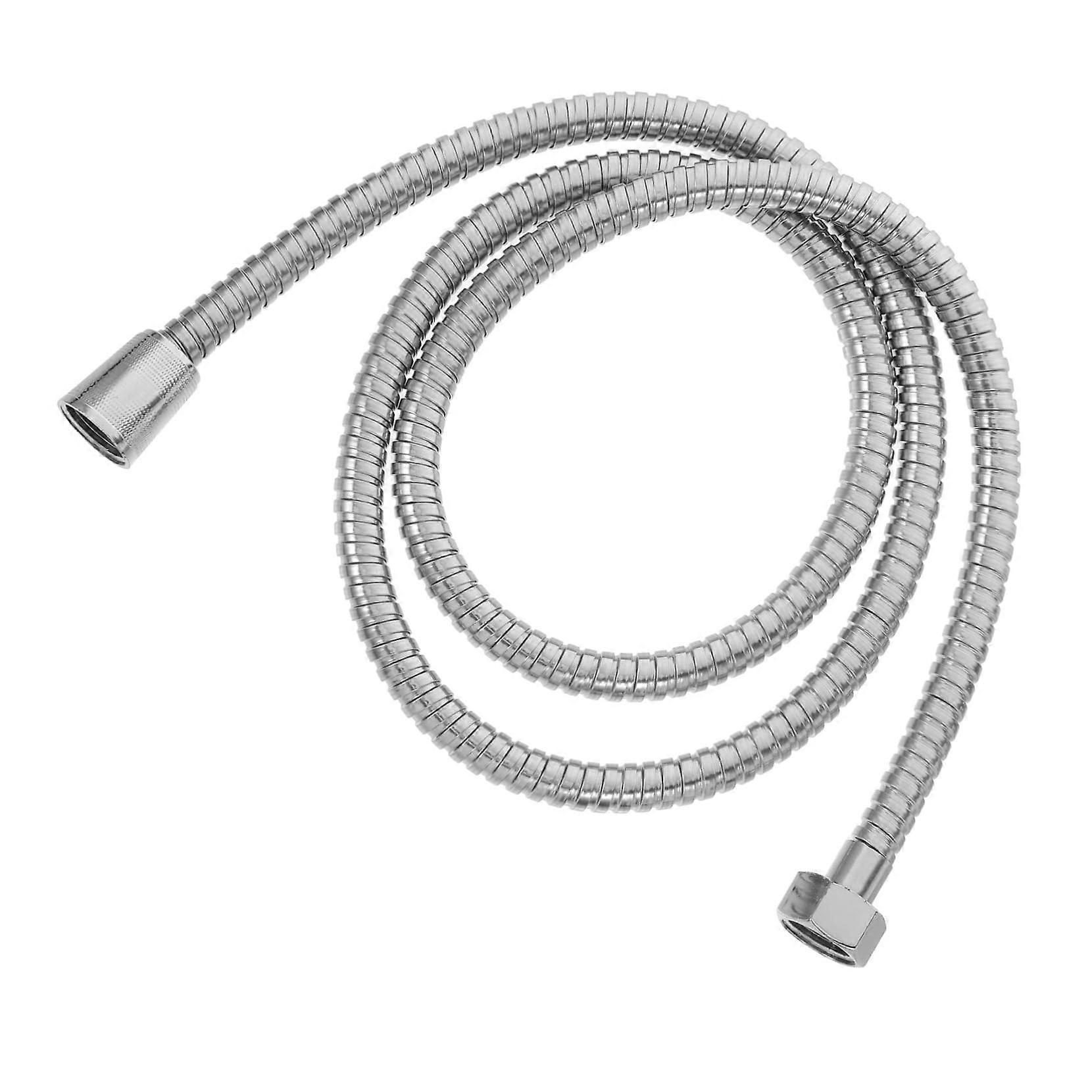 Stainless Steel Nozzle Pipe Hose Extension 150CM Silver 2.2CM Diameter Durable Shower Spray Attachment