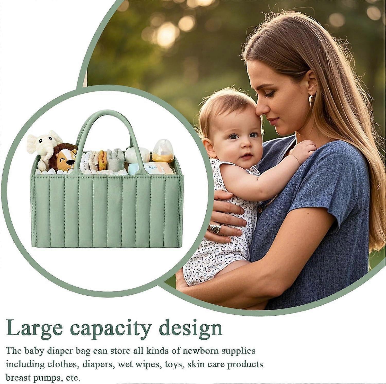 Diaper Caddy Organizer, Felt Baby Storage with Handles, Portable Foldable Design
