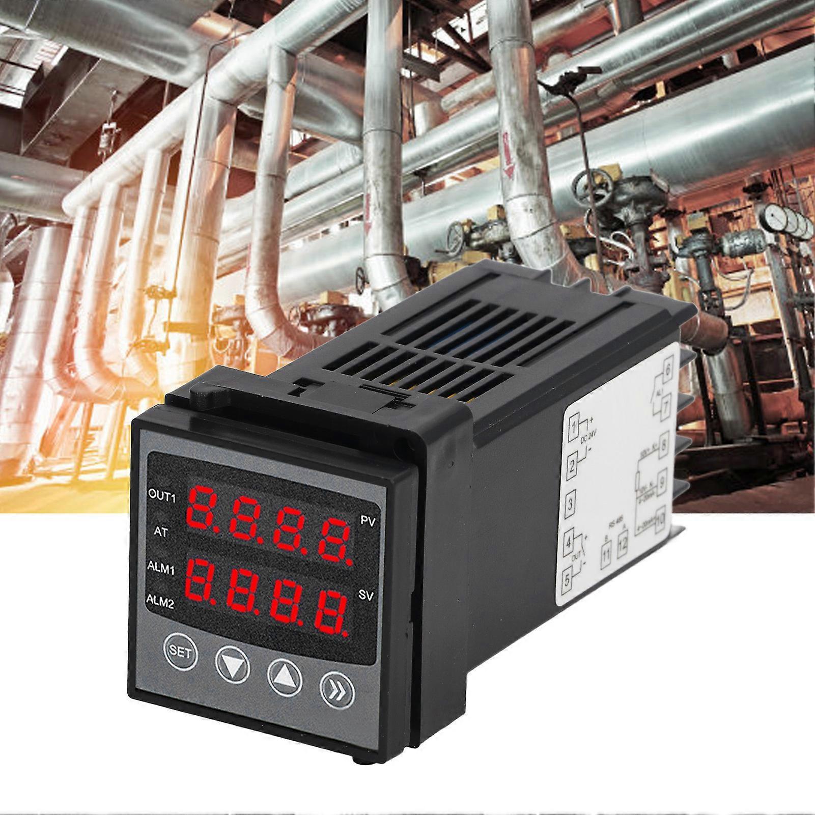 Digital Temperature Controller with Alarm Intelligent PID Control Dual Display Thermostat DC 24V