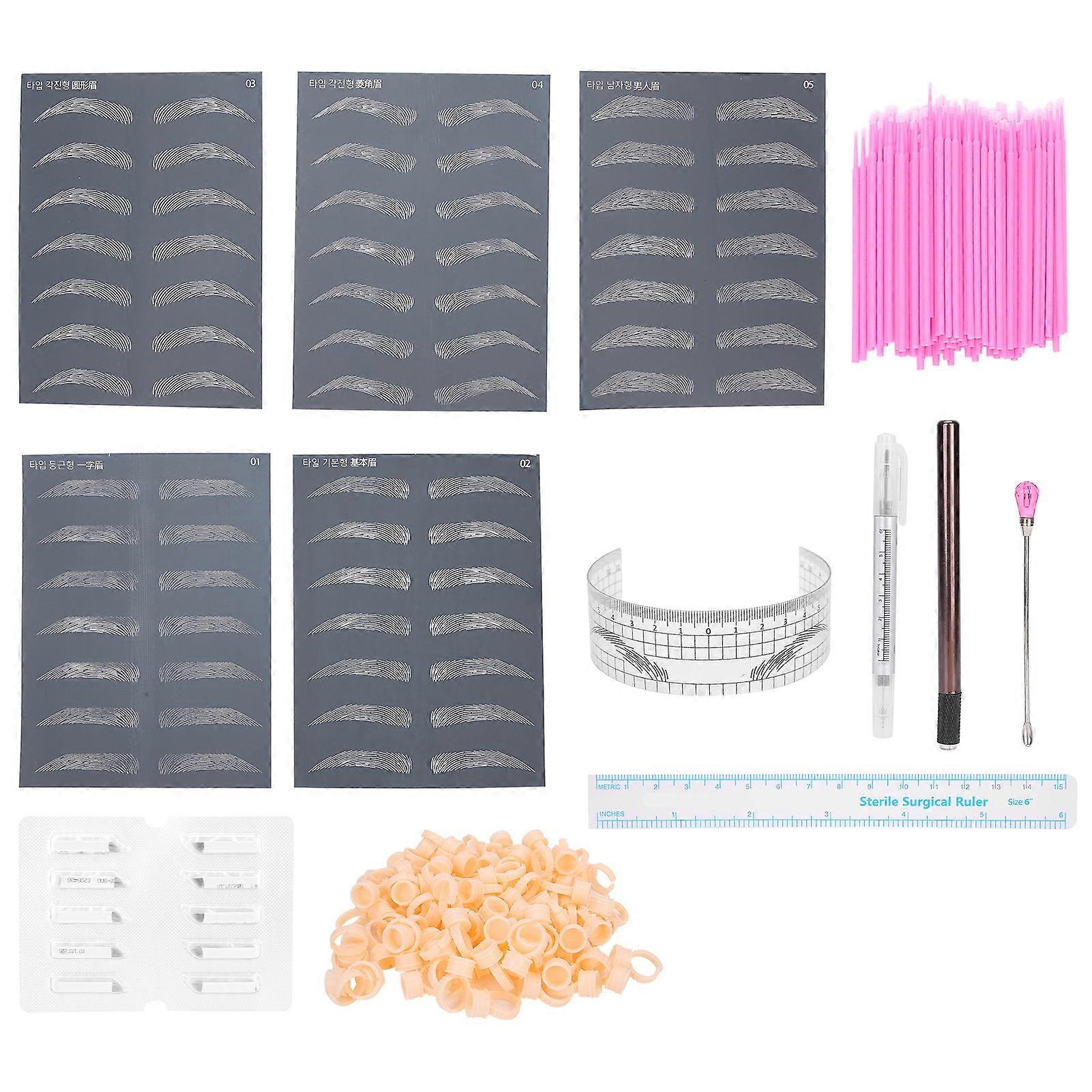 Microblading Kit Eyebrow Practice Skin Microblading Pen Needle Ring Cup Accessory Set