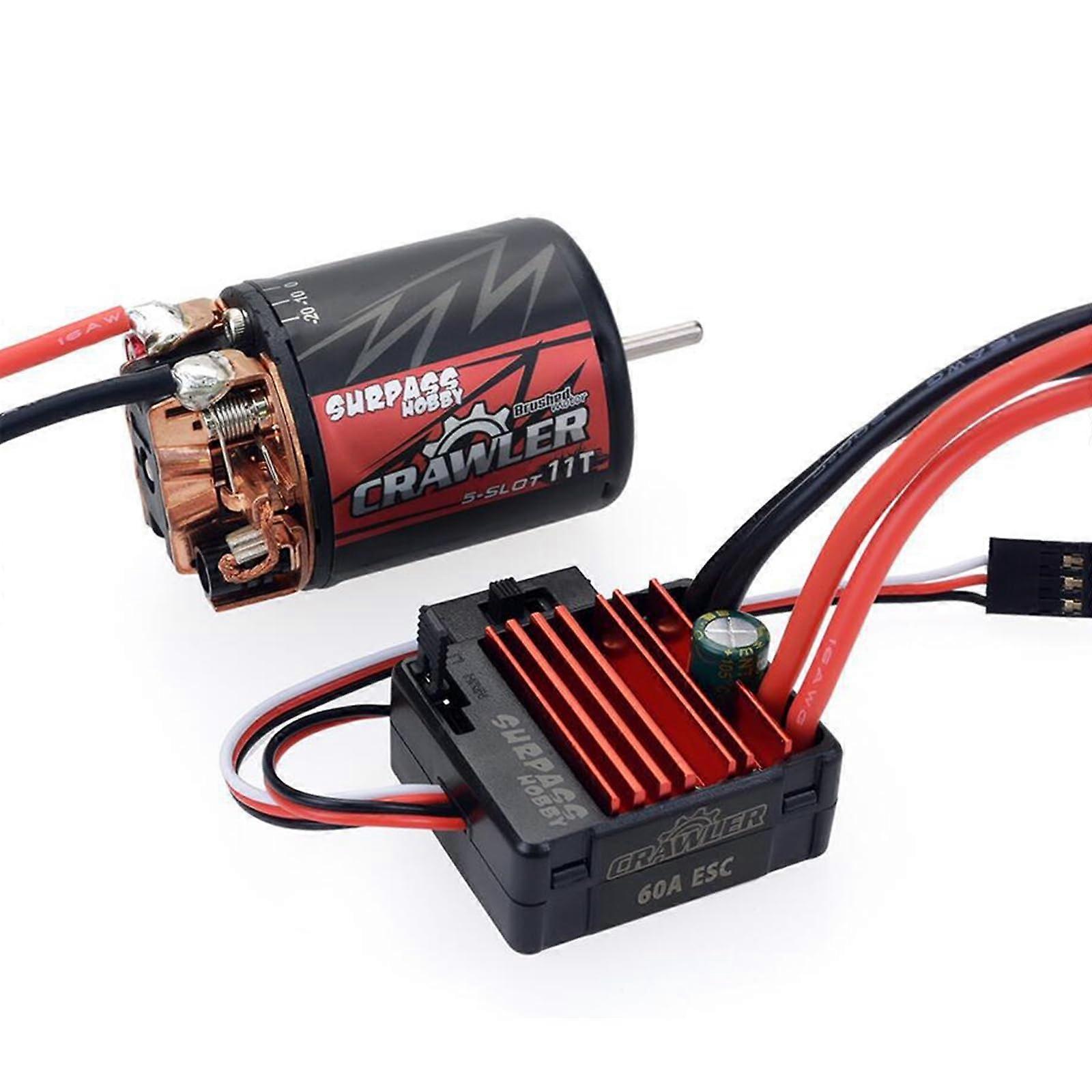 2S 5Slot 540 11T Brushed Motor with 3.175mm Shaft Diameter and 23S 60A ESC for 1/10 RC Crawler Climbing Car