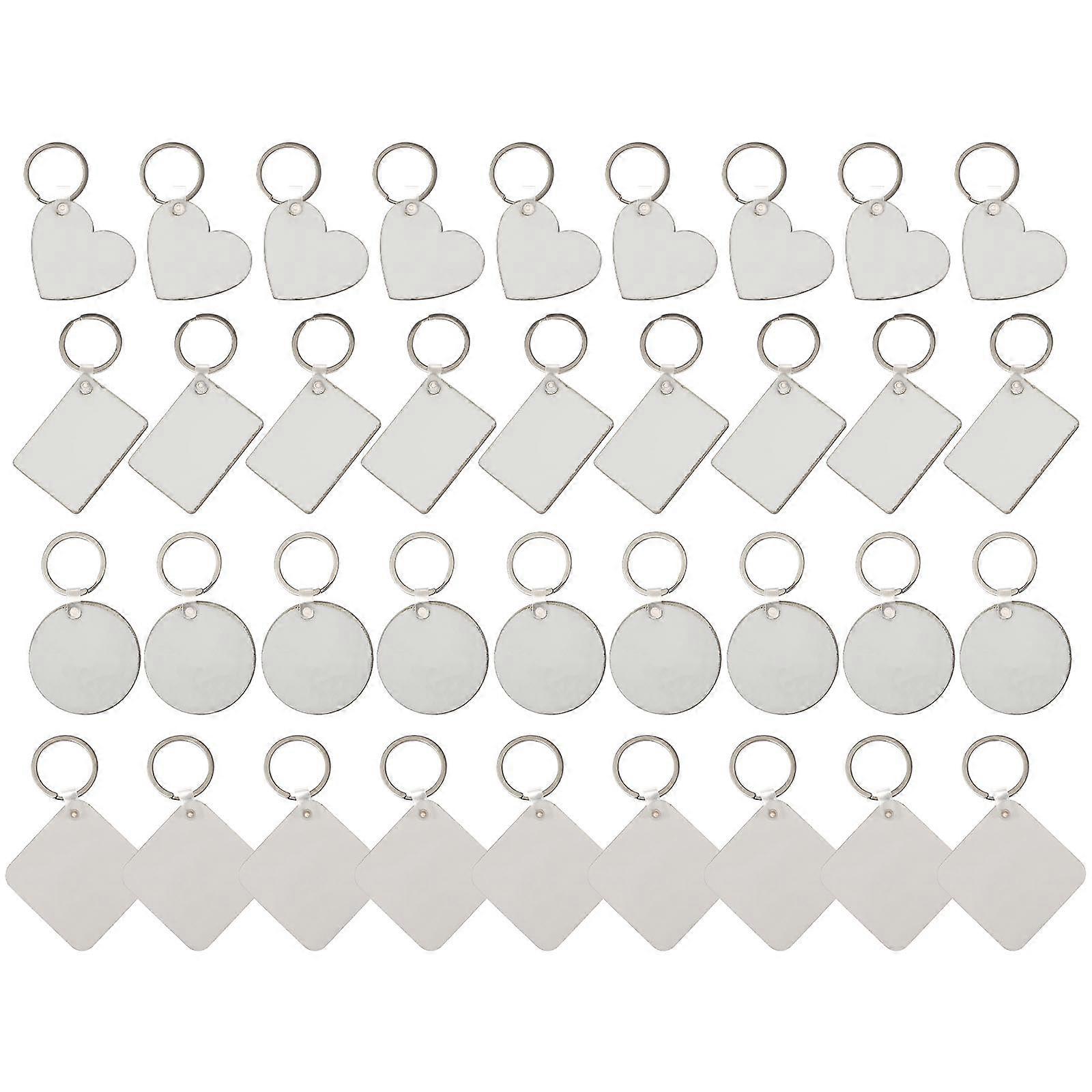36pcs Blank Keychains for DIY Sublimation Heart Shaped Key Rings for Crafting with Friends and Family