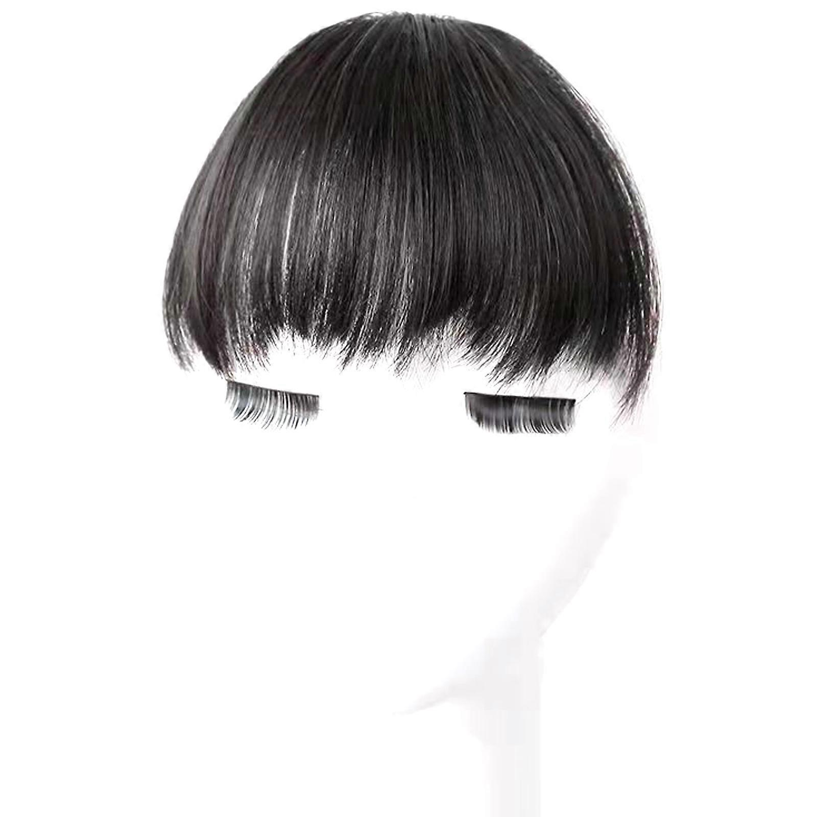 Airy Synthetic Forehead Covering Wigs With Choppy Layers Face Shape And Heat Resistant Fibers Natural Black