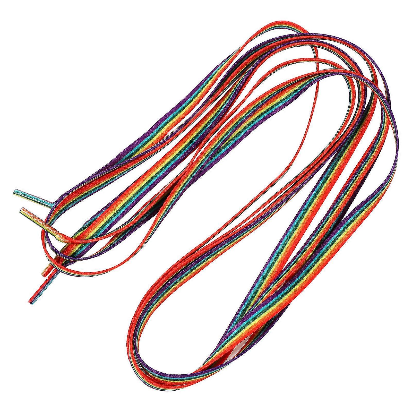Fun Shoe Laces Happyyami Pair Rainbow Thick Flat For Sneakers Non Fading Durable Knot 63 Inch 1Pair