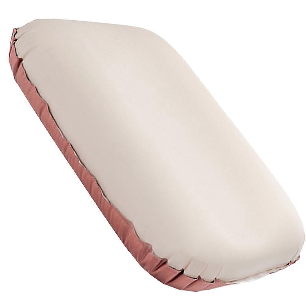Ergonomic Inflatable Camping Pillow for Outdoor Use Beige Color Fully Supports Neck Curve Adjustable Height