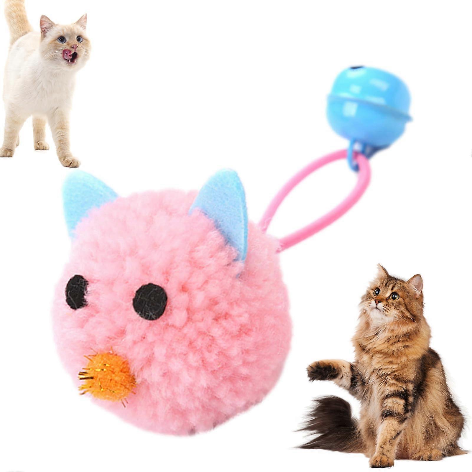 Cat Mouse Toy - Small Plush Mice with Bell, Bite-Resistant Interactive Toys for House Cats, Pink Color, Training Aid