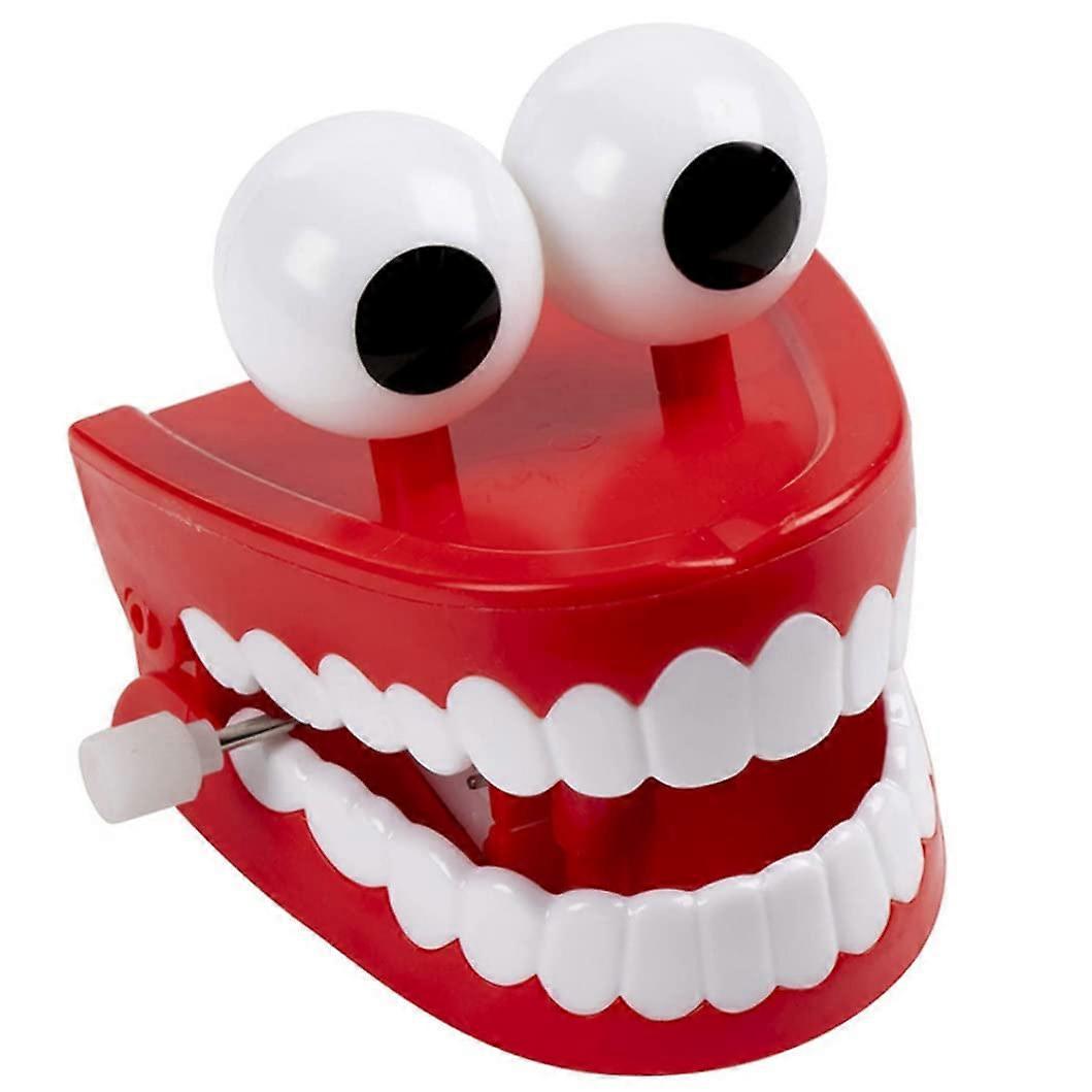 Chomping Teeth Toy - Winding Chat Toy with Plastic Red Props and Eyes for Halloween Christmas Party Favors