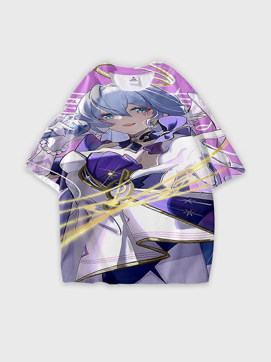 T-shirt round neck Role Pattern loose short sleeve D936