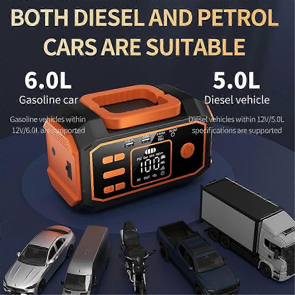 Car Jump Starter Air Inflation Portable Charging Pump All-in-One Machine Car Battery Power Bank Char