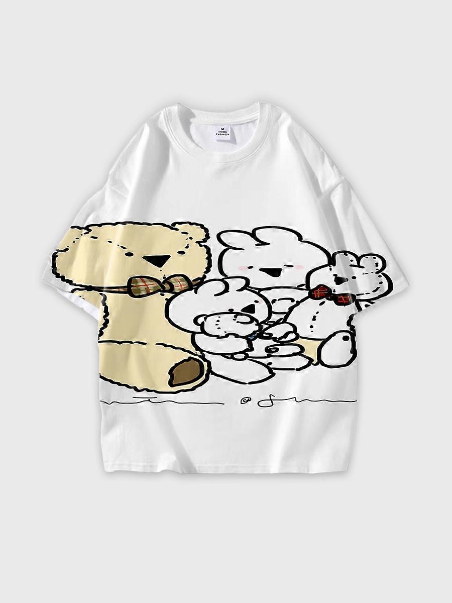 T-shirt round neck Cartoon Pattern loose short sleeve K663