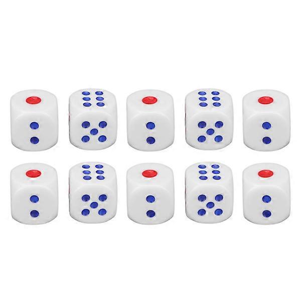 10pcs 6-Sided Dice Interesting Safe Waterproof Durable Portable Standard Dice for Entertainment White