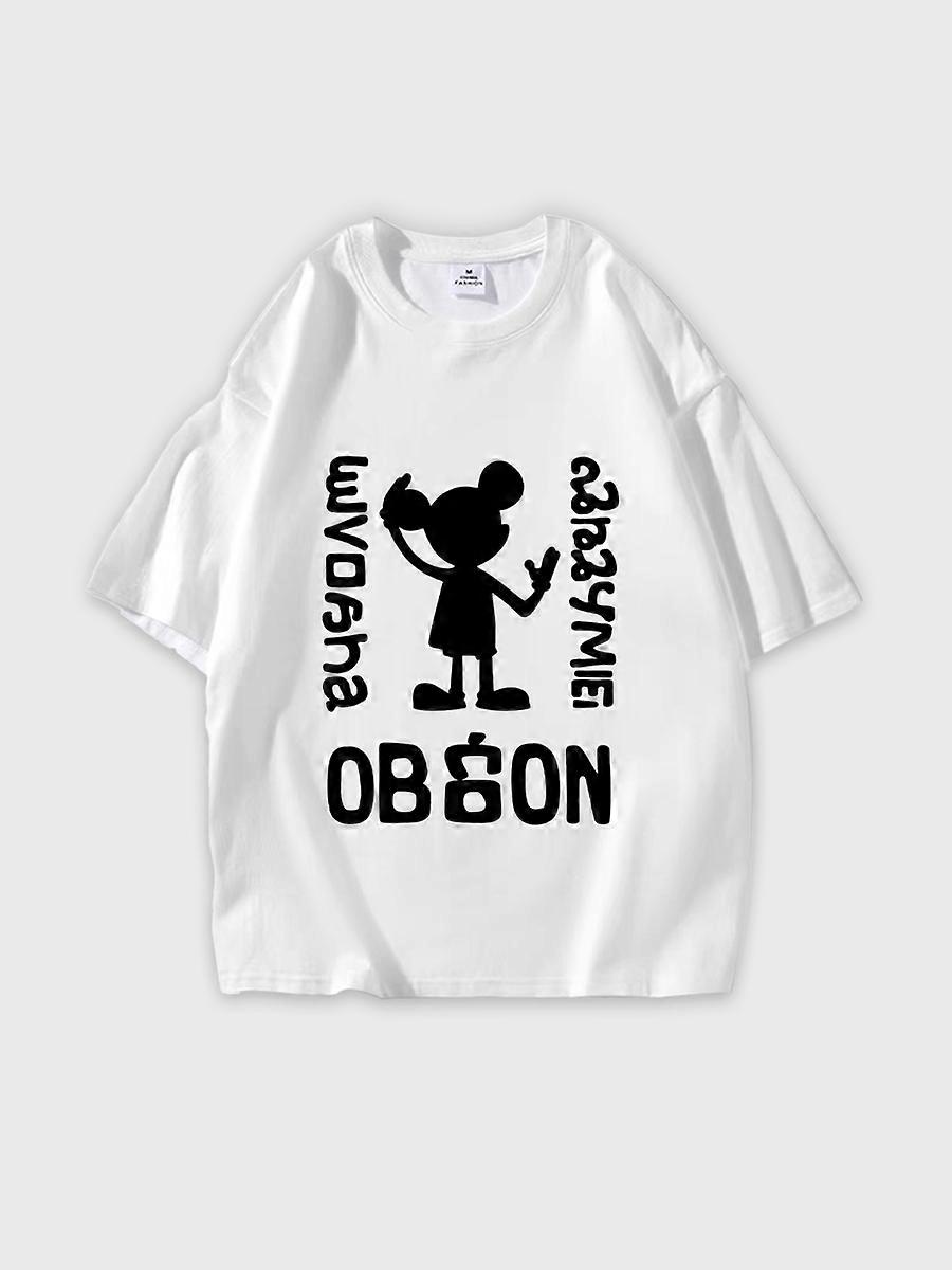 T-shirt round neck Animation Pattern loose short sleeve E1523