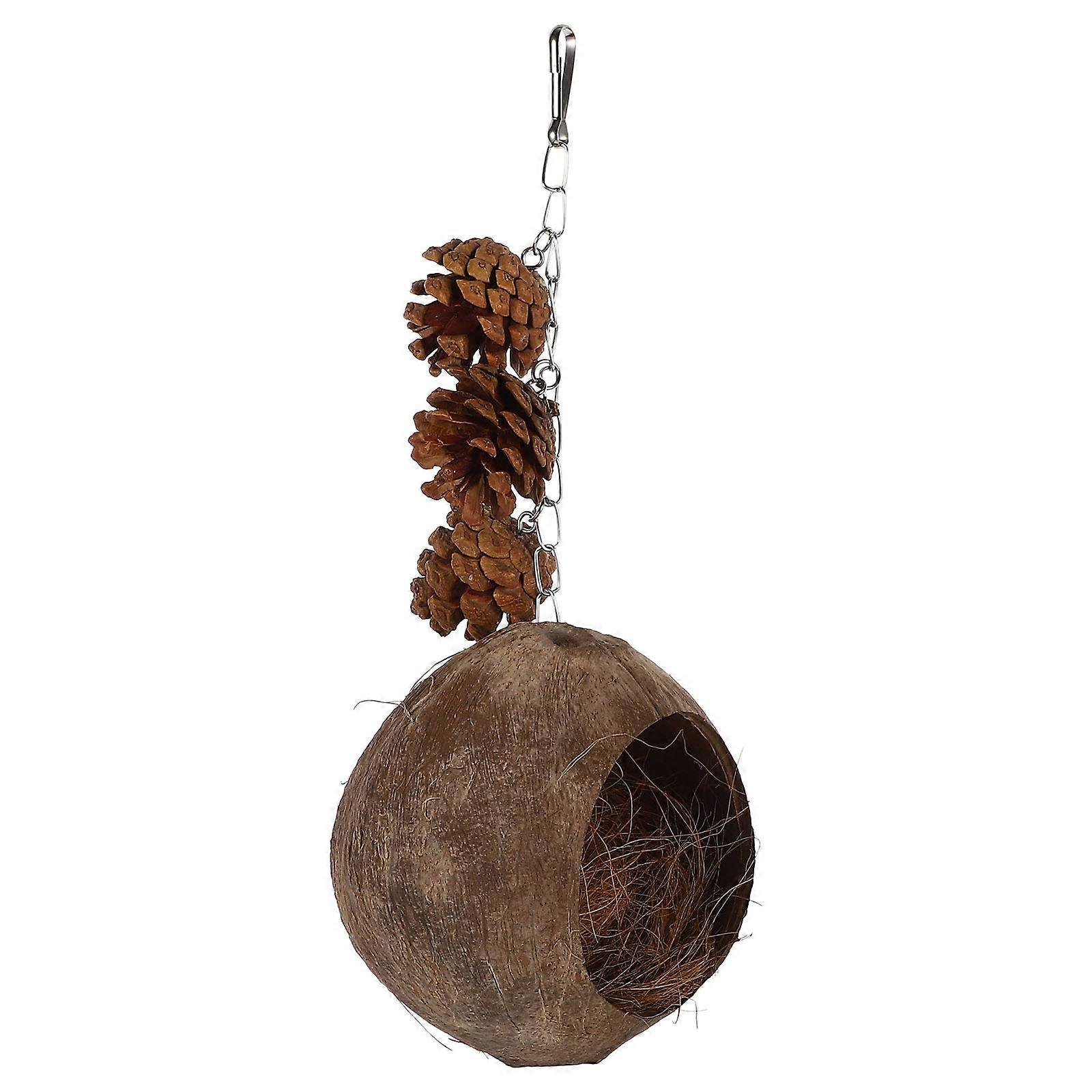 Light Brown Bird Hammock for Small Pets Decor Synthetic Material Coconuts Nest 1 Piece